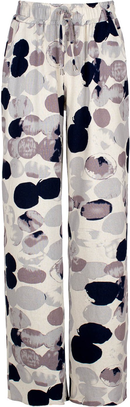 Graue Print Leinen Style Hose mit weitem Bein