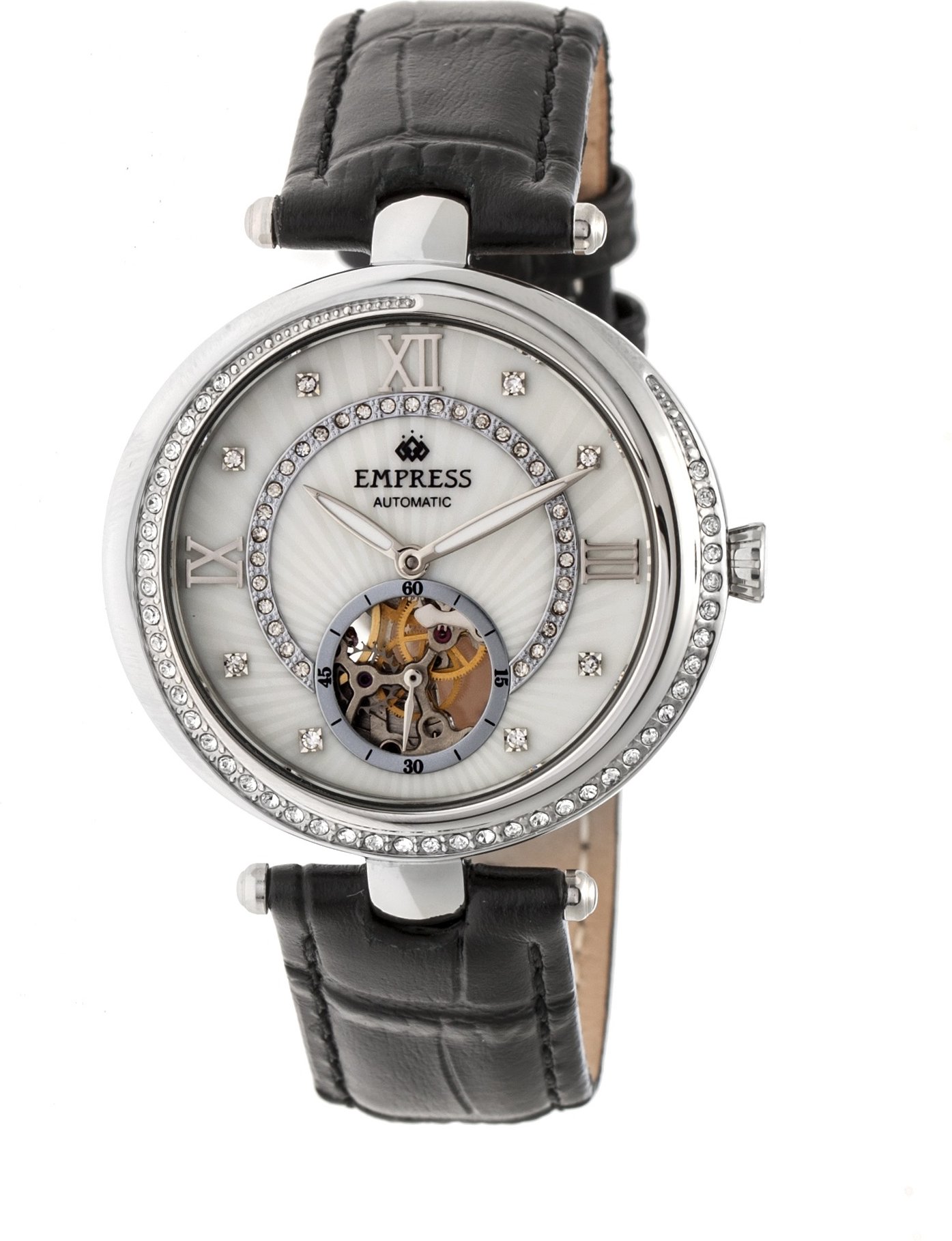 Empress Stella Automatik Semi-Skelett MOP Lederbanduhr