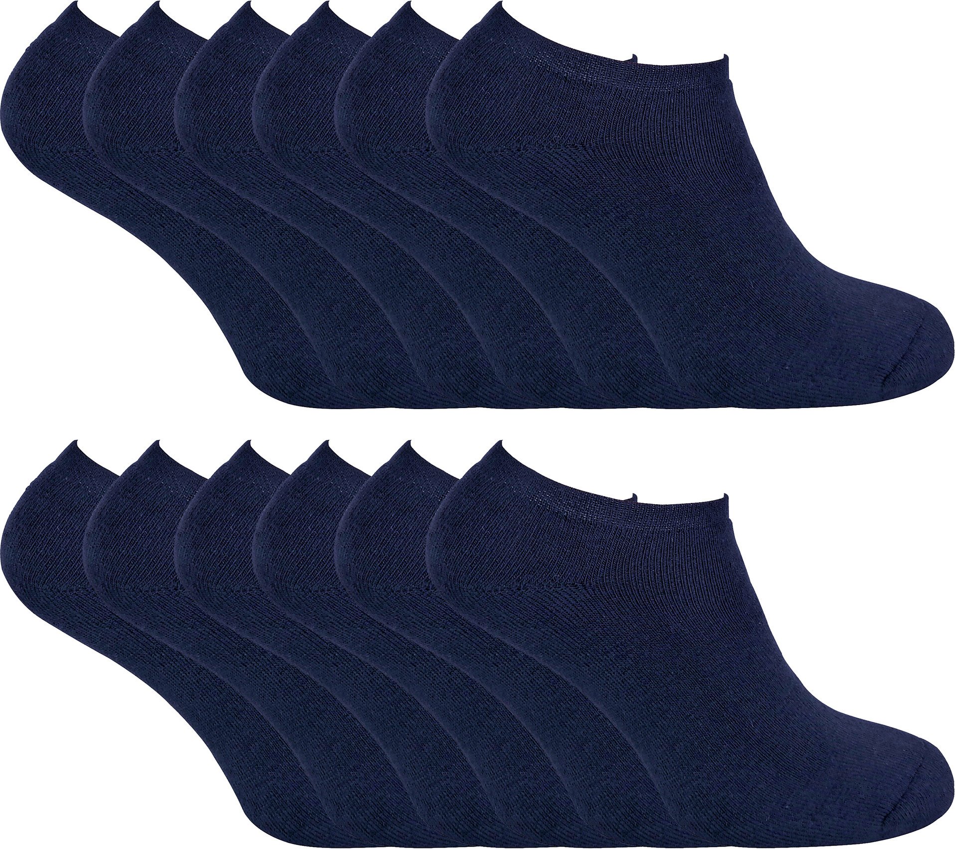 Mens Thermal Low Cut Trainer Socken | 12 Paar Multipack | Winter Invisible Socken für Männer - Navy