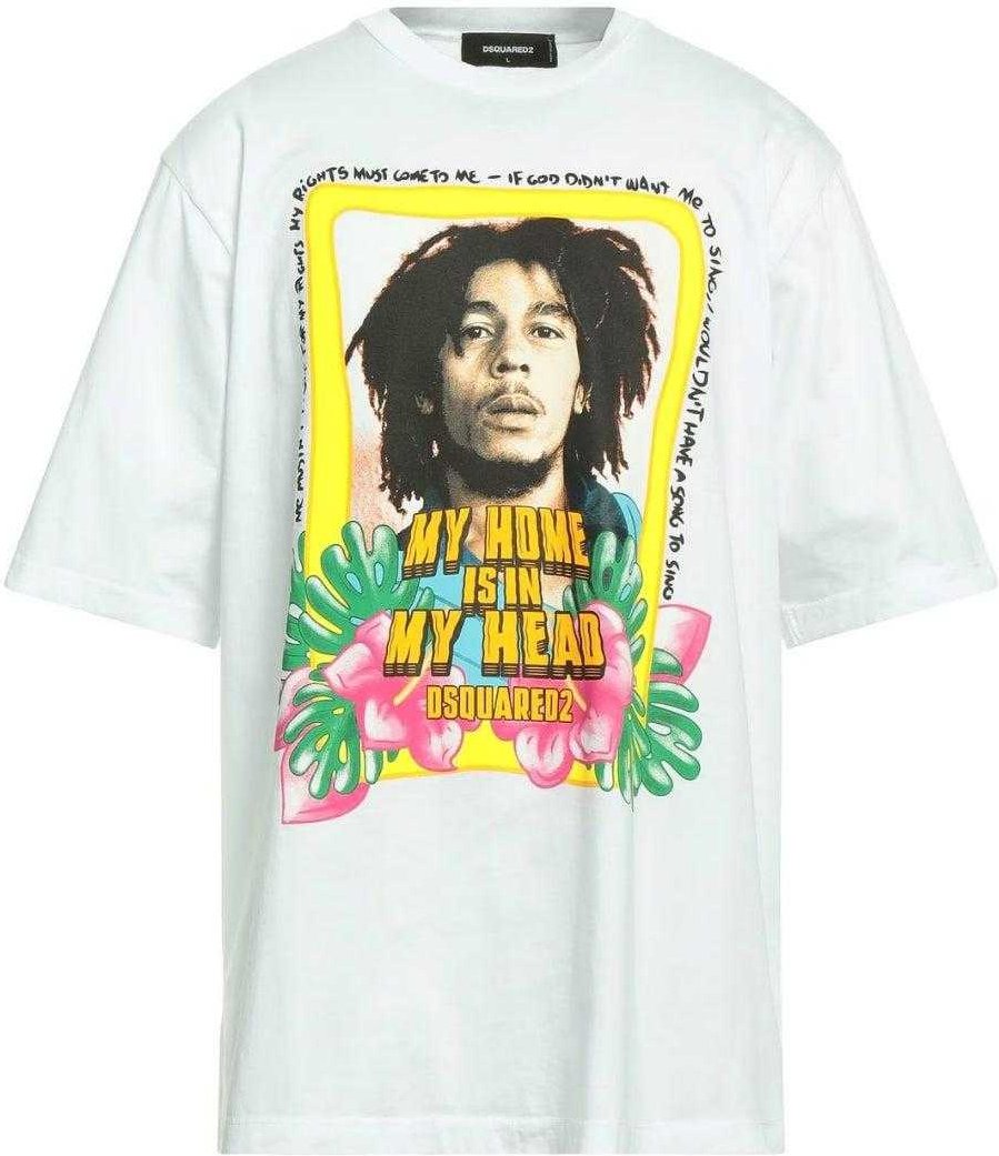 DSquared2 Unisex Erwachsene Mein Zuhause Ist In Meinem Kopf Bob Marley T-Shirt (Weiß)