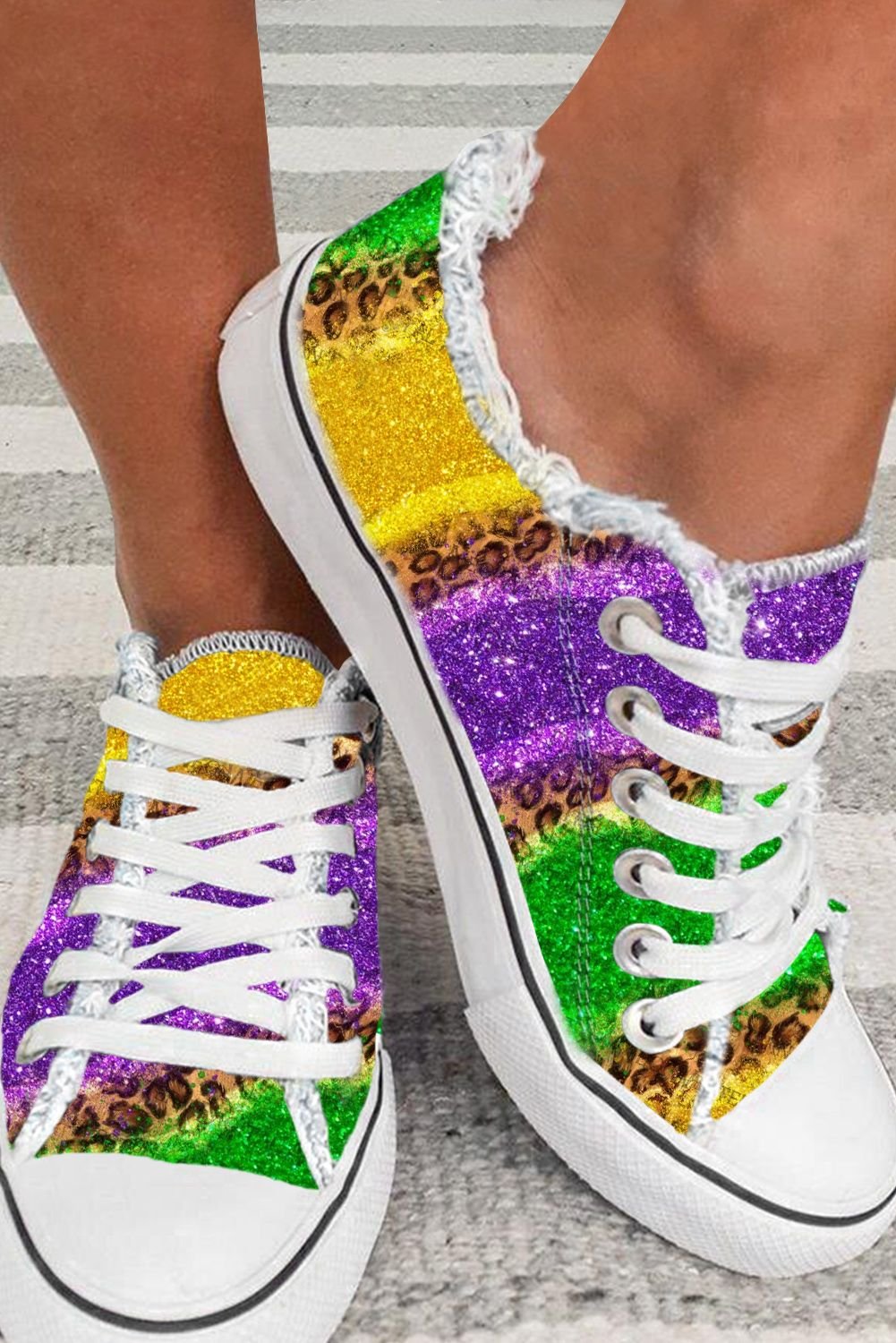Glitzer Leopardendruck Sneakers