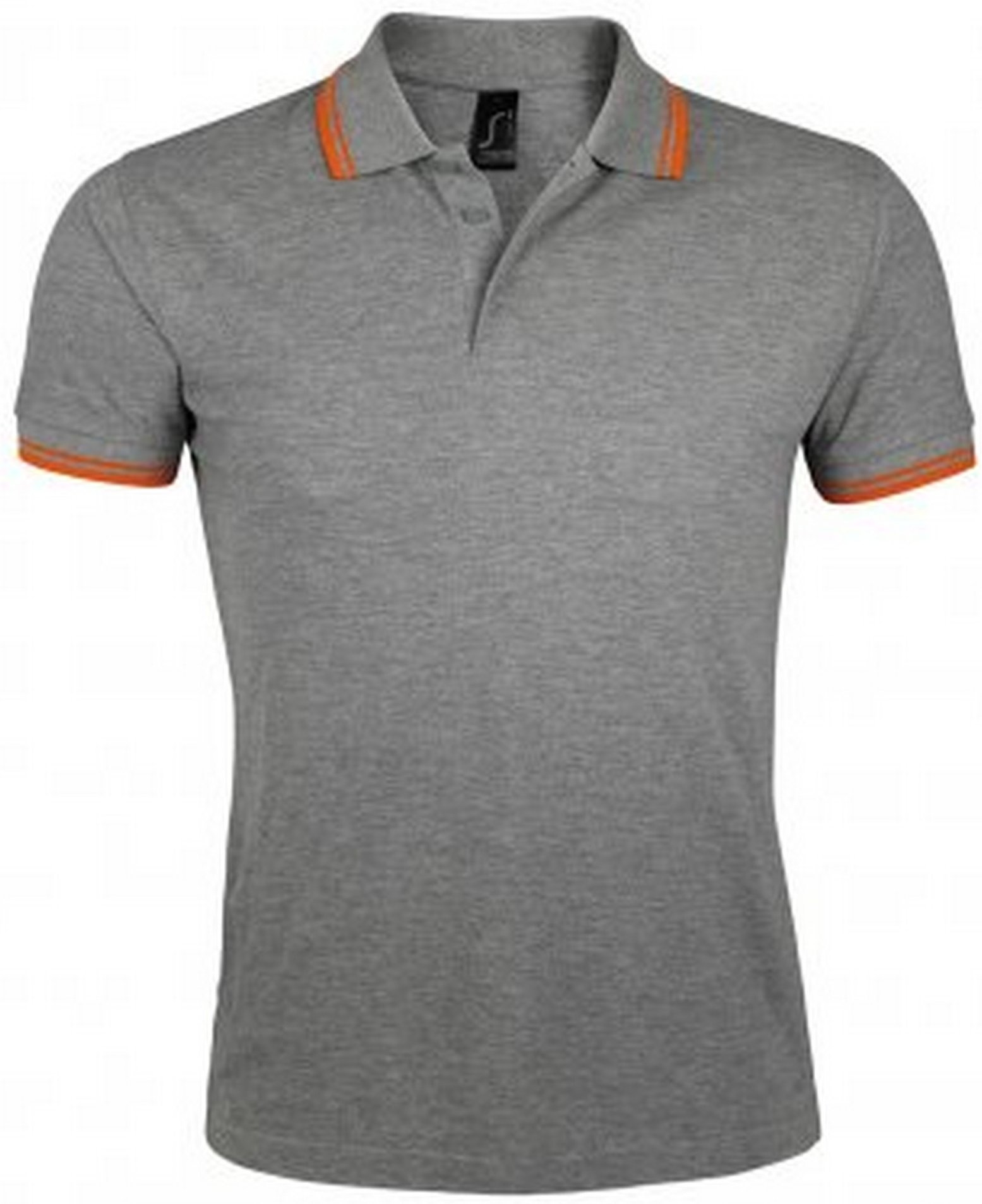 SOLS Mens Pasadena Tipped Short Sleeve Pique Polo Shirt (Grau meliert/Orange)