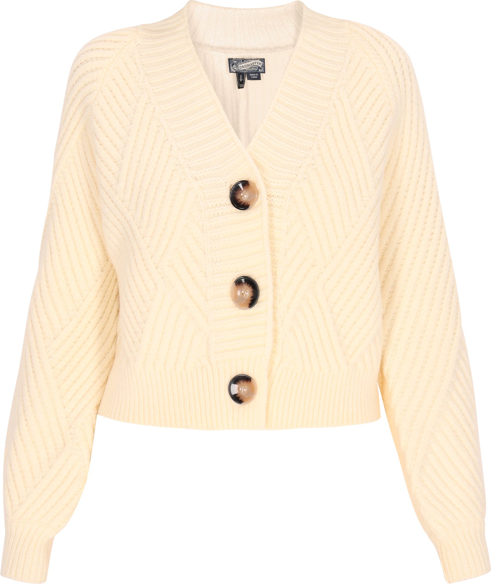 Dreimaster Cardigan Damen Wollweiss