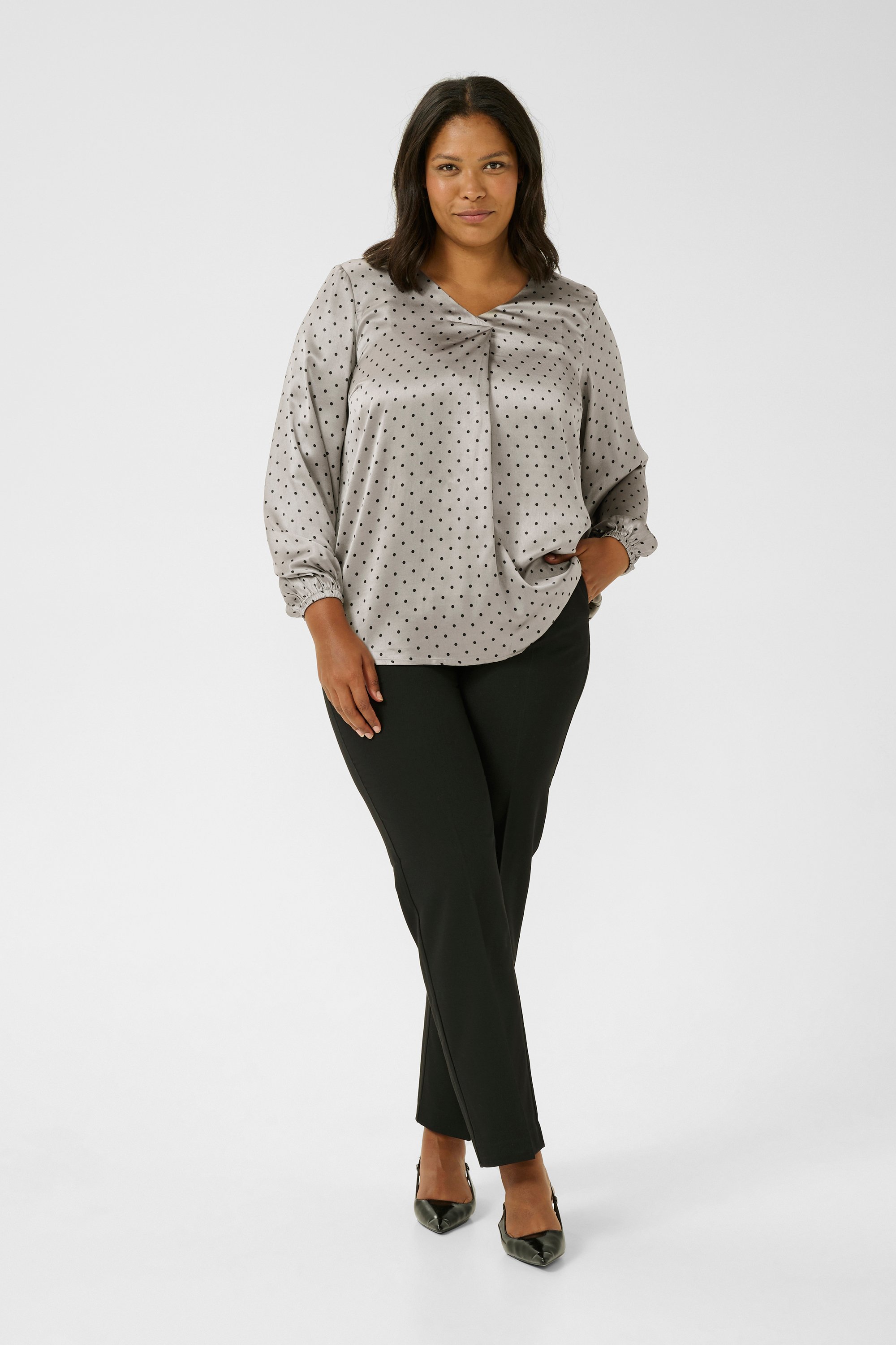 Langarm-Bluse Regular fit Steeple Gray/Black Dot grey