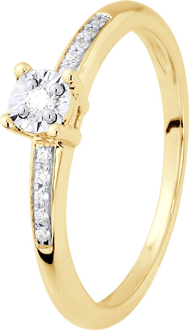 Diamant Solitaire unterstützt 0,070 Cts Illusion 1 Ct Gelbgold mit vier Krallen gesetzt