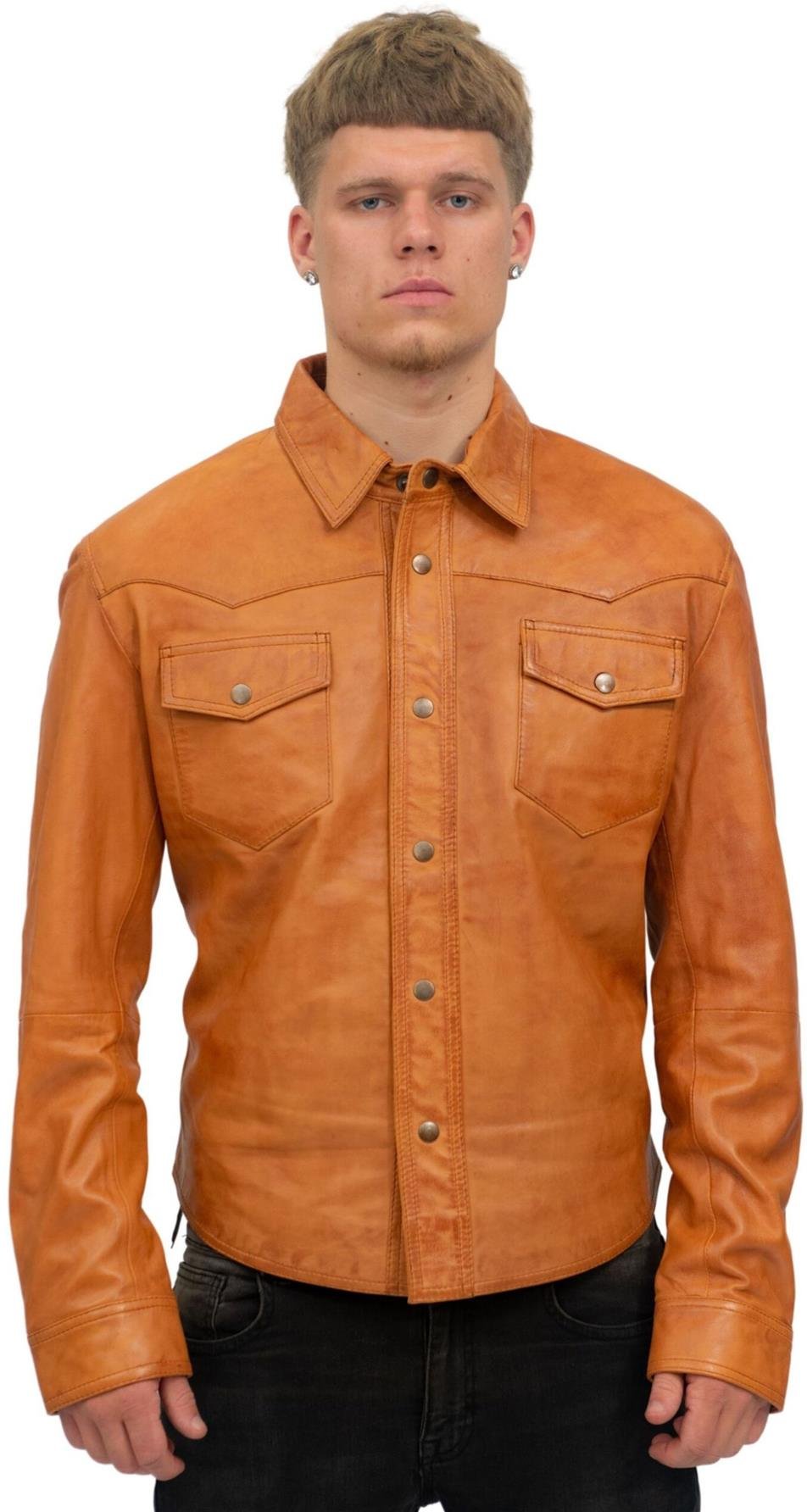 Herren Retro-Lederhemd-Jeansjacke-Peking