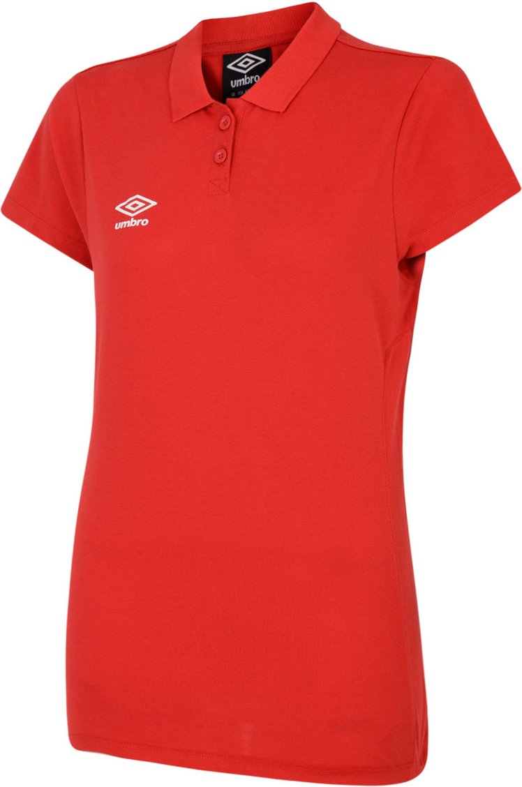 Thumbnail - Umbro Damen/Ladies Club Essential Poloshirt (Zinnoberrot/Weiß)