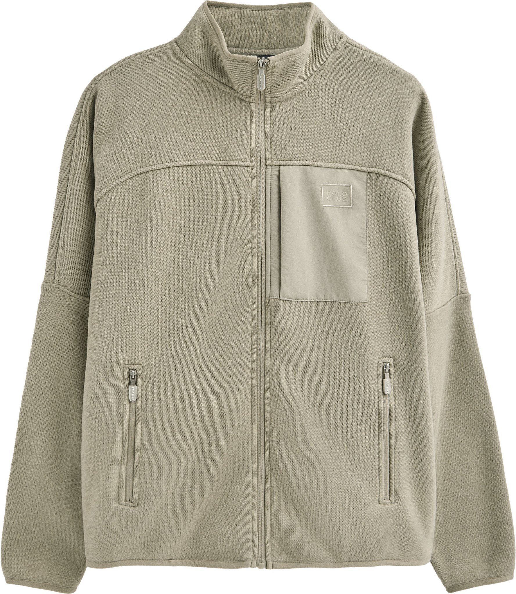 Sweatshirt aus Fleece steingrau mit Reißverschluss und Polo Club-Logo