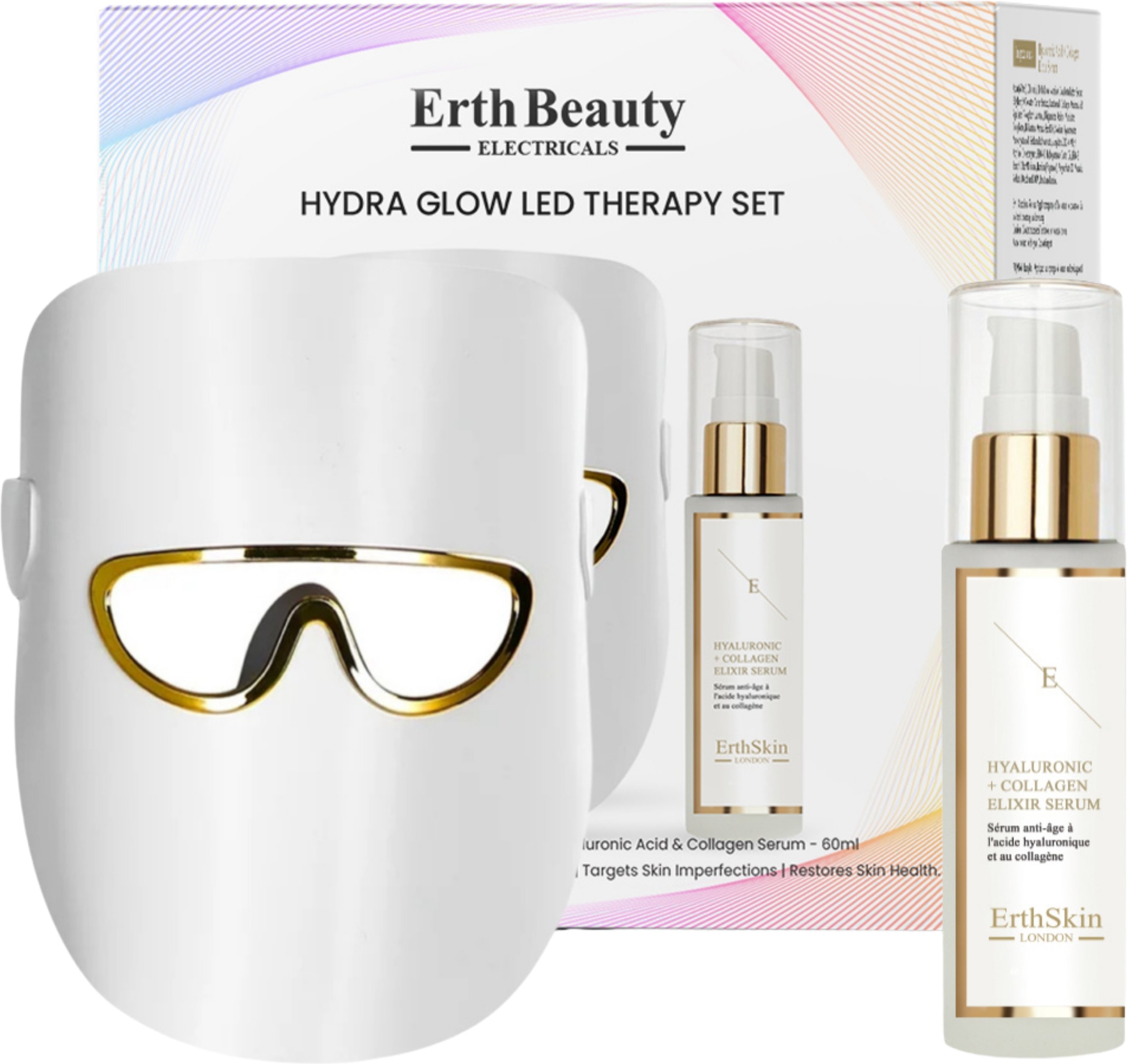 Thumbnail - HYDRA GLOW LED THERAPIE SET (LED LICHTTHERAPIE MASKE weiß mit HA Serum)