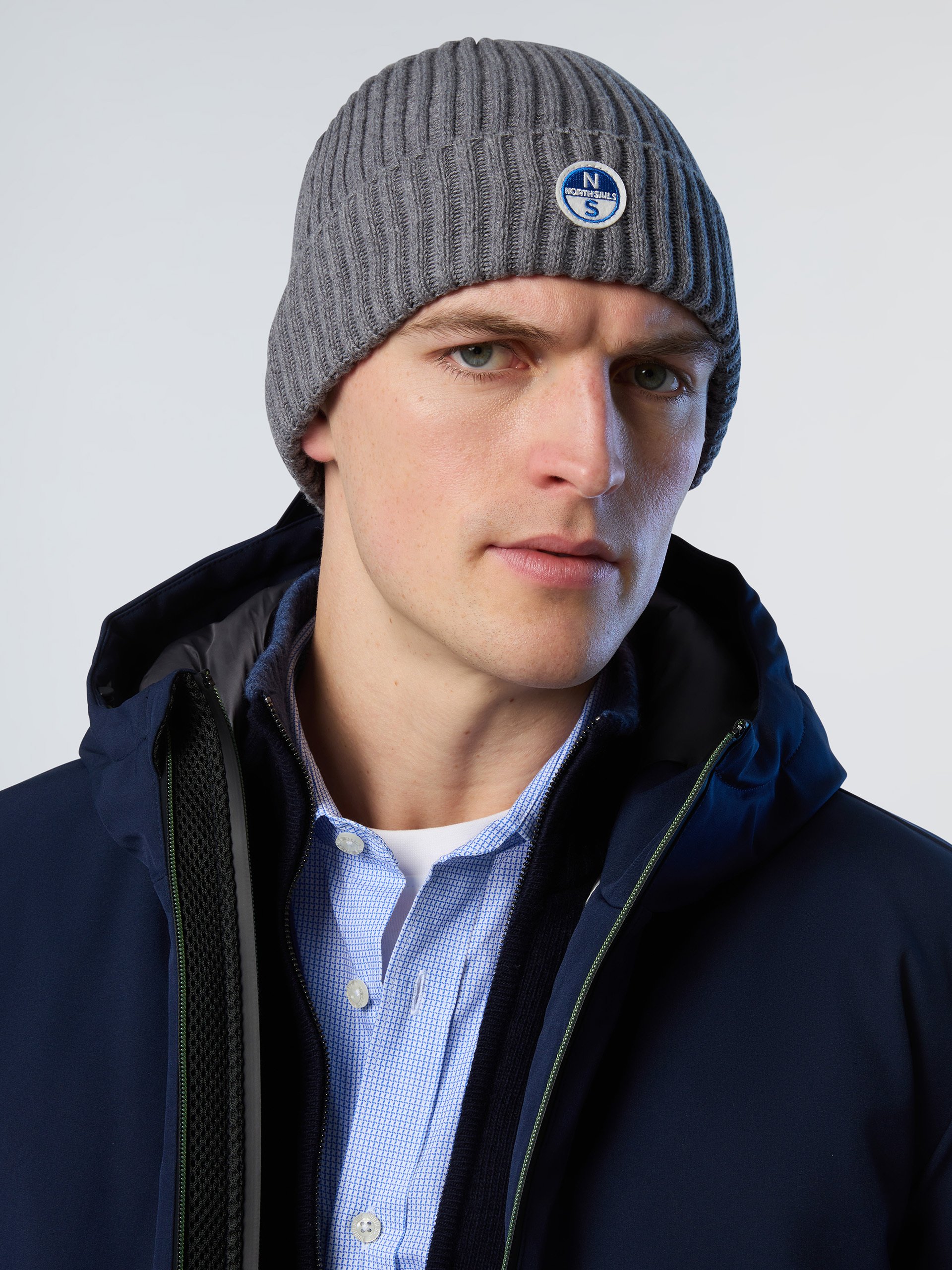 North Sails Beanie Breiter Rippstrick mit Logo-Patch
