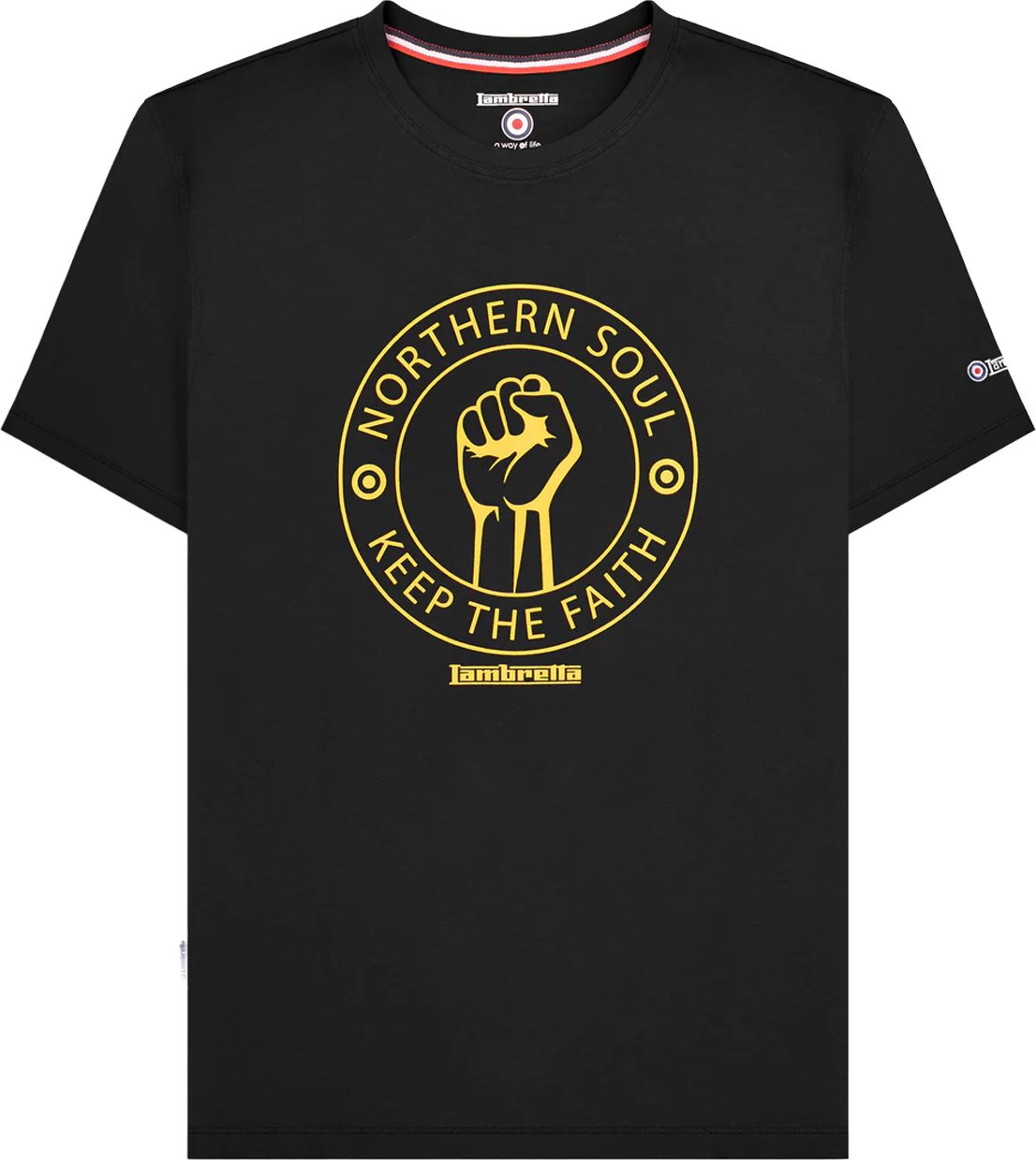 Lambretta - "Northern Soul" T-Shirt für Herren (Schwarz/Gold)
