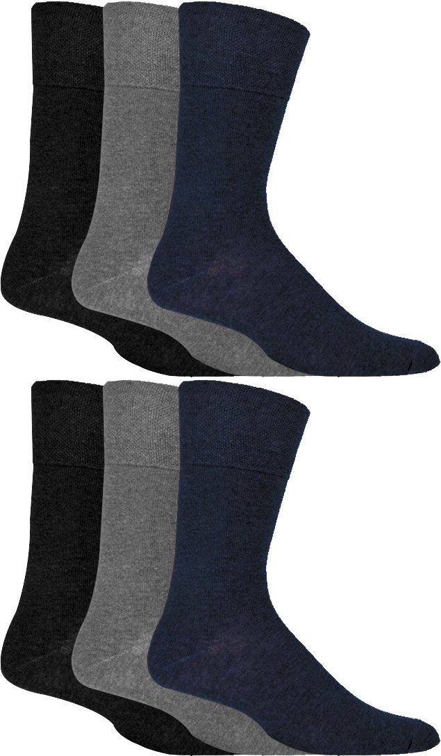Thumbnail - Gentle Grip - Herren 6 Paar Multipack Diabetiker Socken mit Honigkamm oben und handgekettelte Zehennähte - BNG