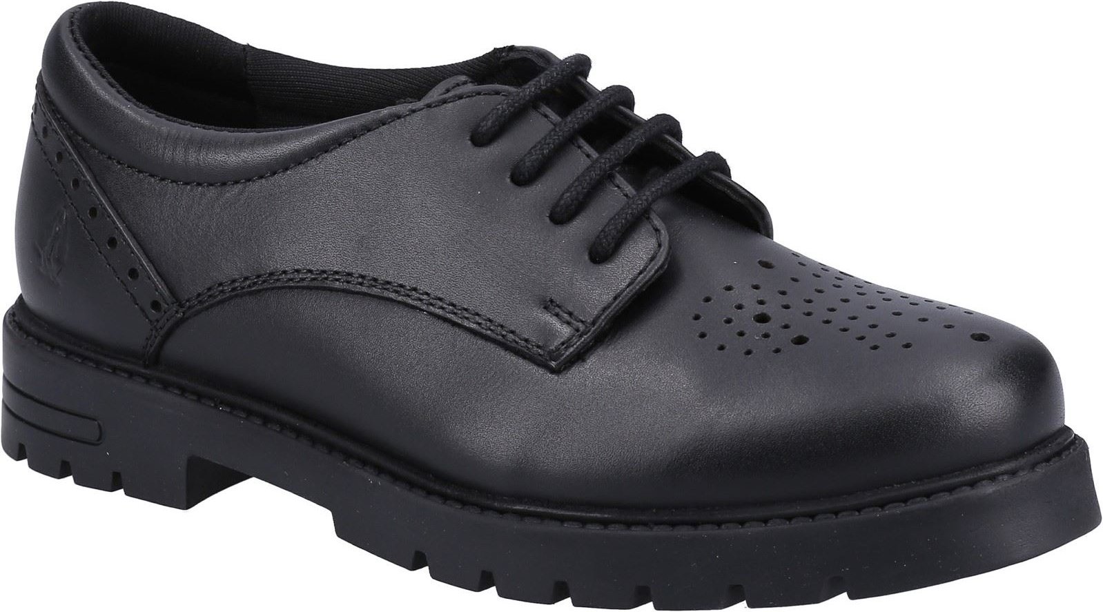 Hush Puppies Jayne Lace Up SNR Mädchenschuhe Aus Schwarzem Leder Mit Schnürung