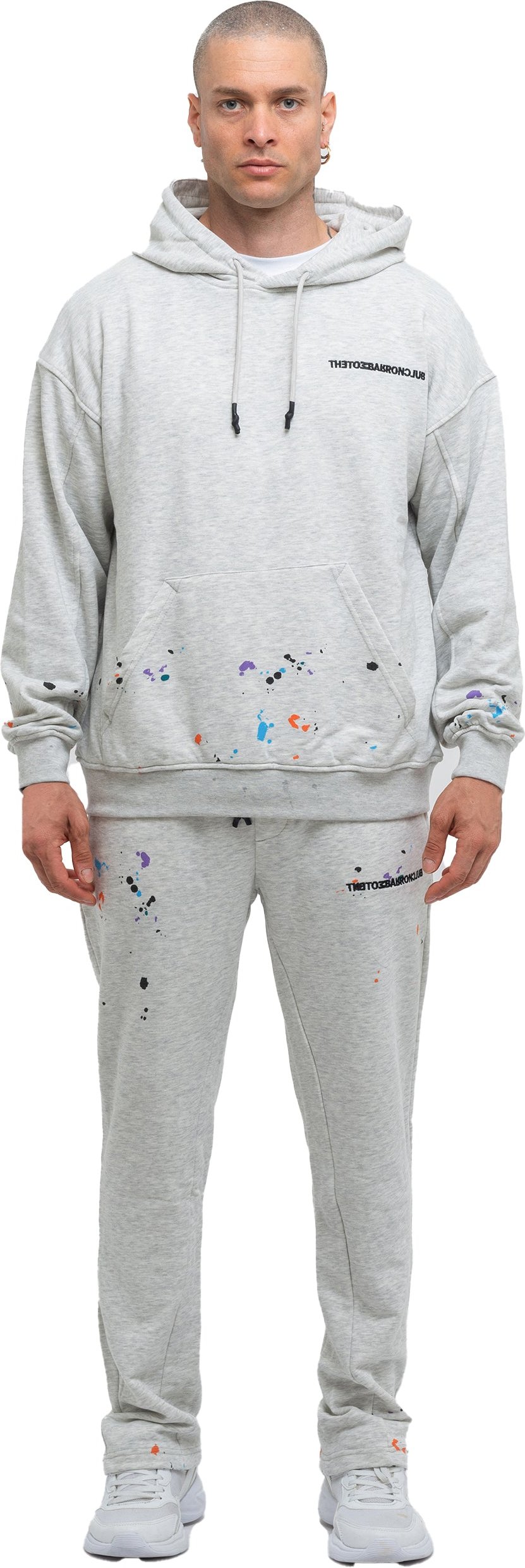 Tom Barron Herren-Trainingsanzug-Set Paint Splatter in Oversize