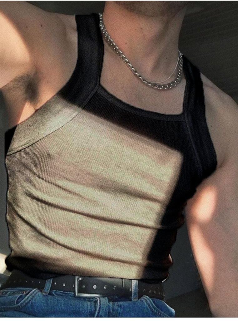 Thumbnail - Herren Tanktop mit quadratischem Ausschnitt und breiten Trägern in Übergröße