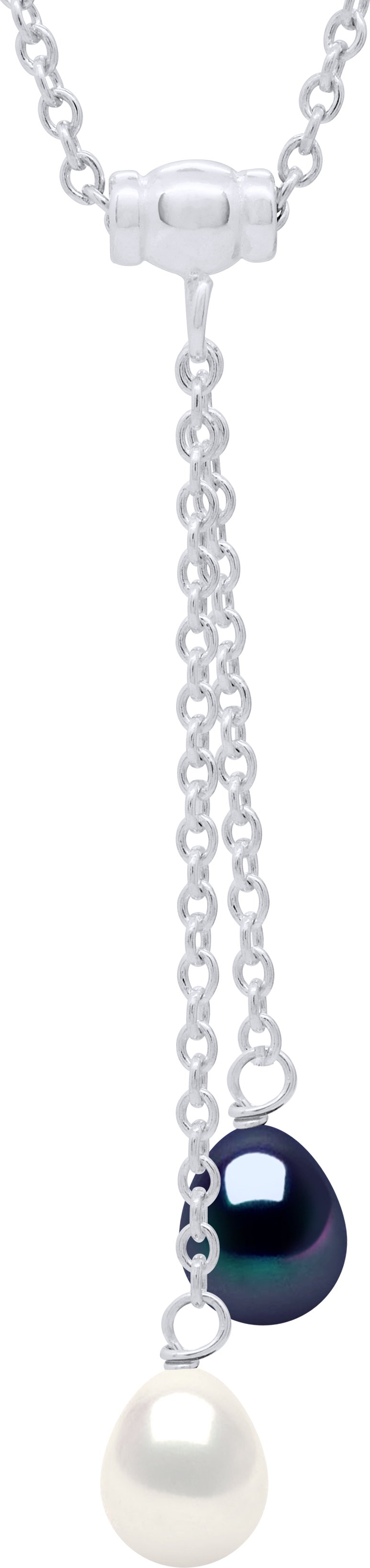 Halskette Duo 2 echte Süßwasser-Zuchtperlen Birne 7-8 mm