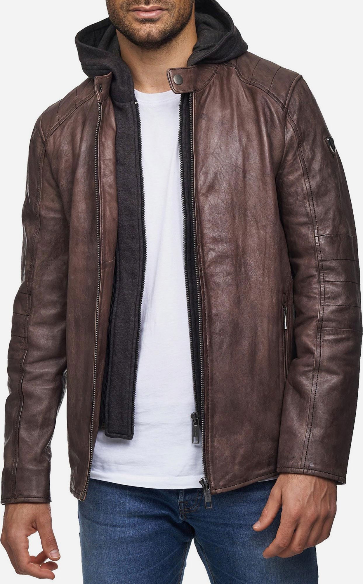 Tazzio Herren Lederjacke Two-in-One Style