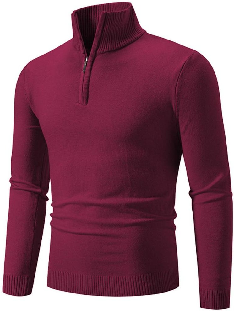 Thumbnail - Herren Plus-Size Viertel-Reißverschluss Langarm Strickoberteil