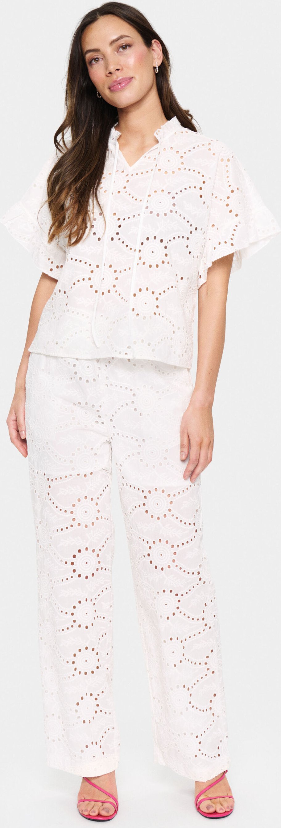 Kurzarm-Bluse Lockere Passform Ice white