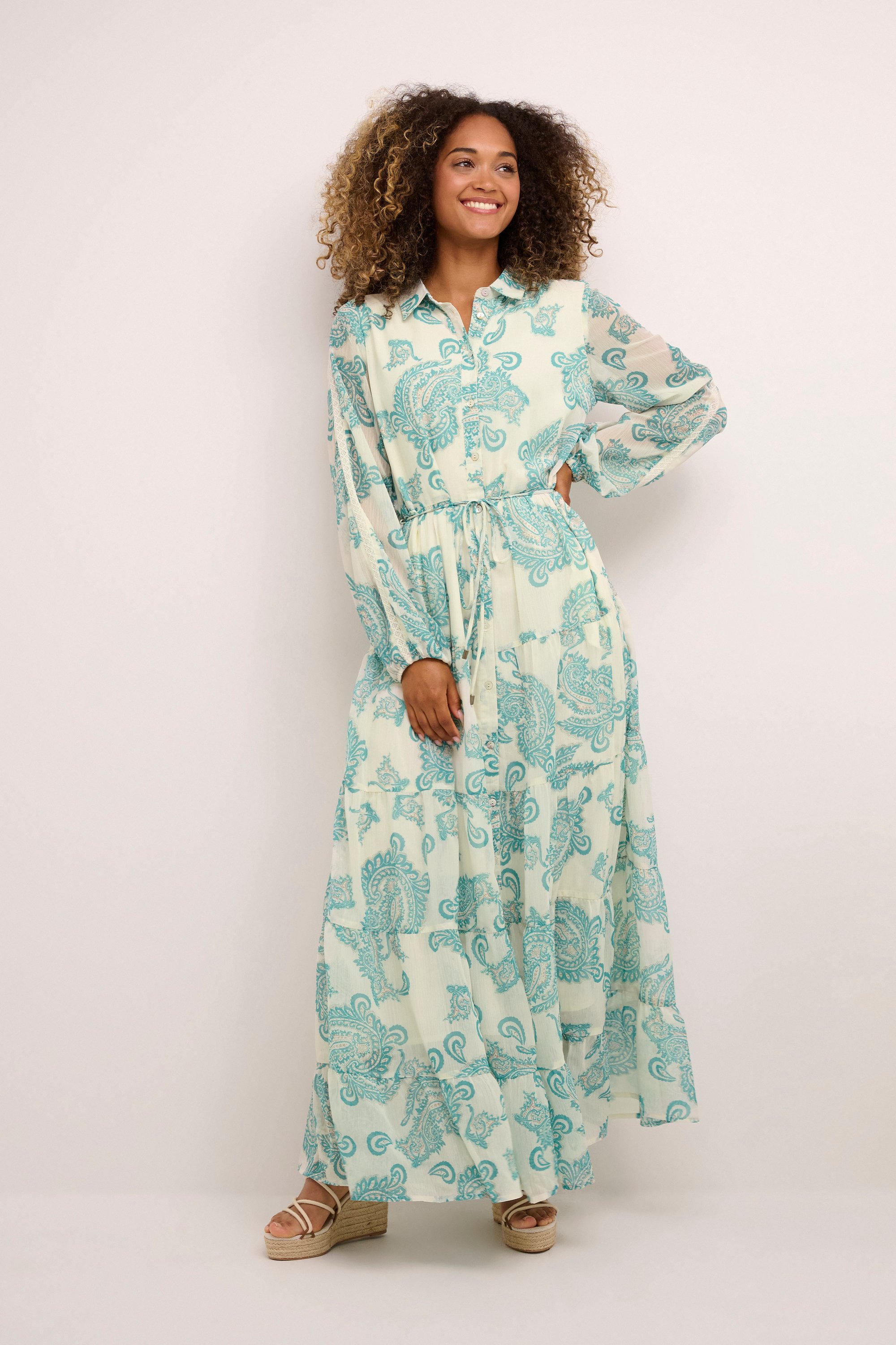 Thumbnail - Kleid A-shape white green