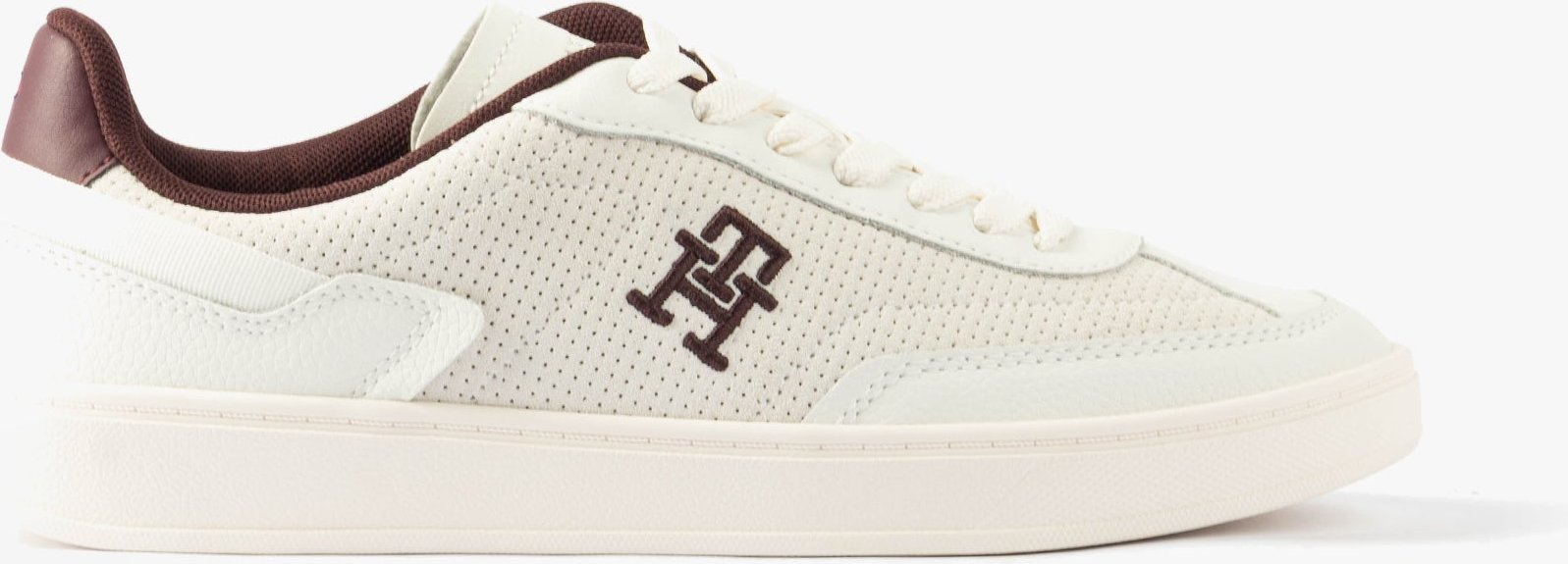 Thumbnail - Tommy Hilfiger Th Heritage Sneaker Damen Trainingsschuhe Weiß/Burgunder Samt