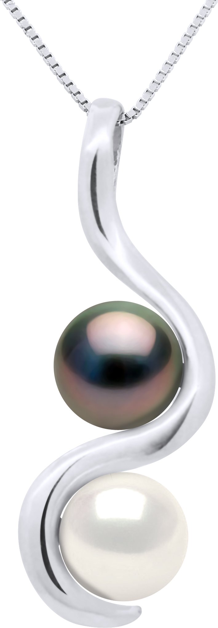 DIADEMA - Halskette - Du & Ich - Echte Süßwasserperlen - Silber - Weiß