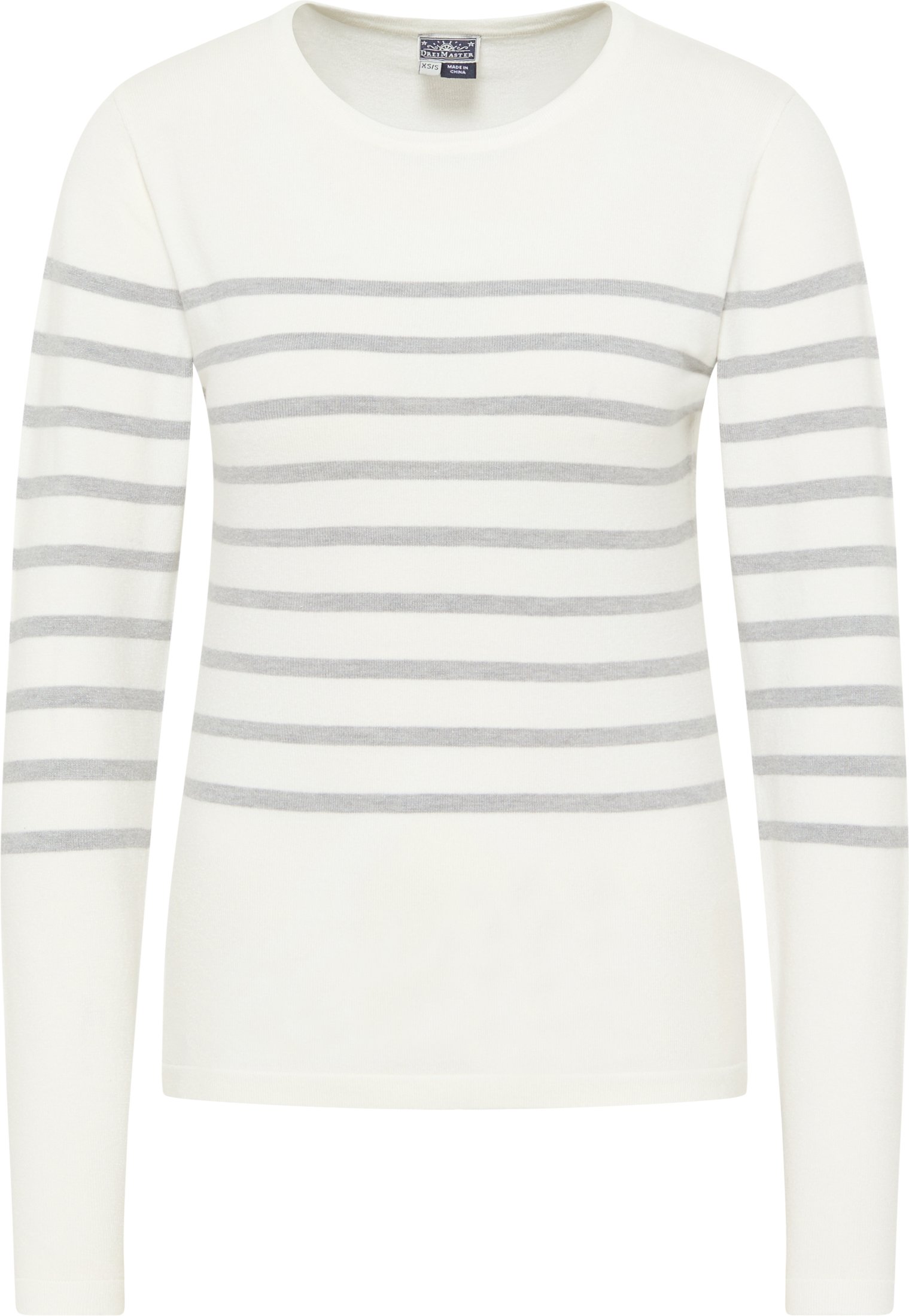 Thumbnail - Dreimaster Strickpullover Damen Wollweiss Grau Melange