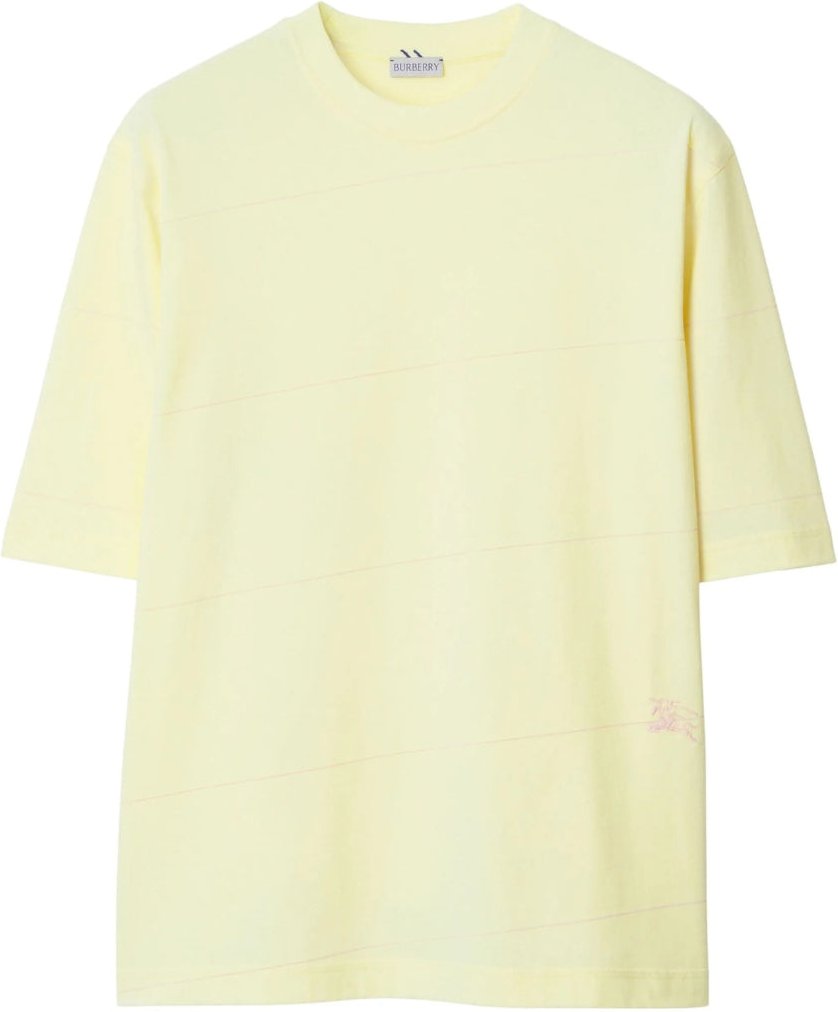 Thumbnail - Burberry - Gestreiftes T-Shirt in Sorbetgelb