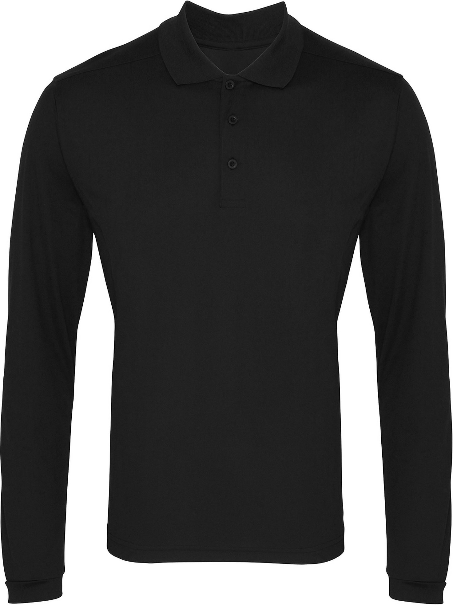 Thumbnail - Premier Herren Coolchecker Pique Polo-Hemd, langärmlig (Schwarz)