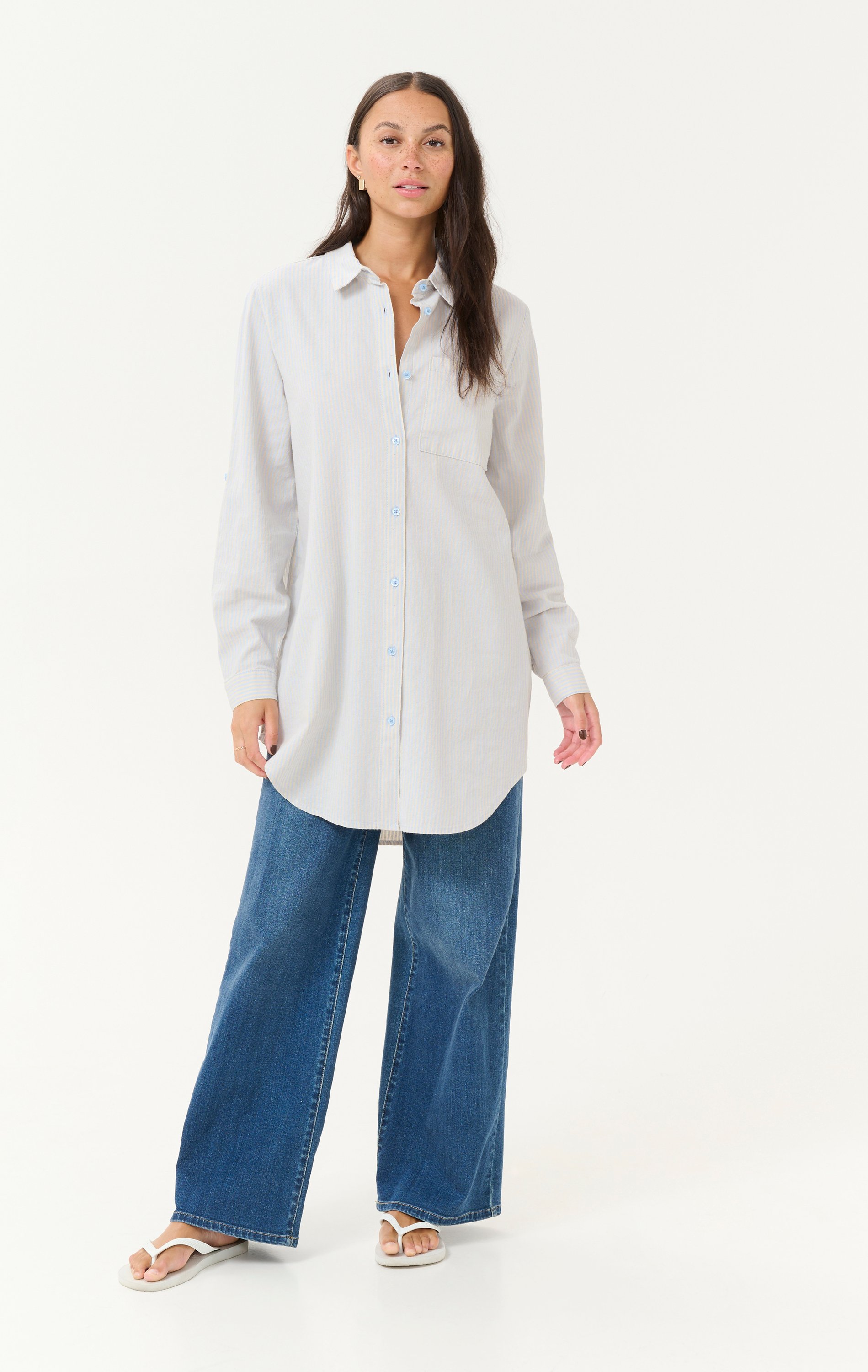 Langarm - Hemd Loose fit Nantucket breeze/White stripe blue white