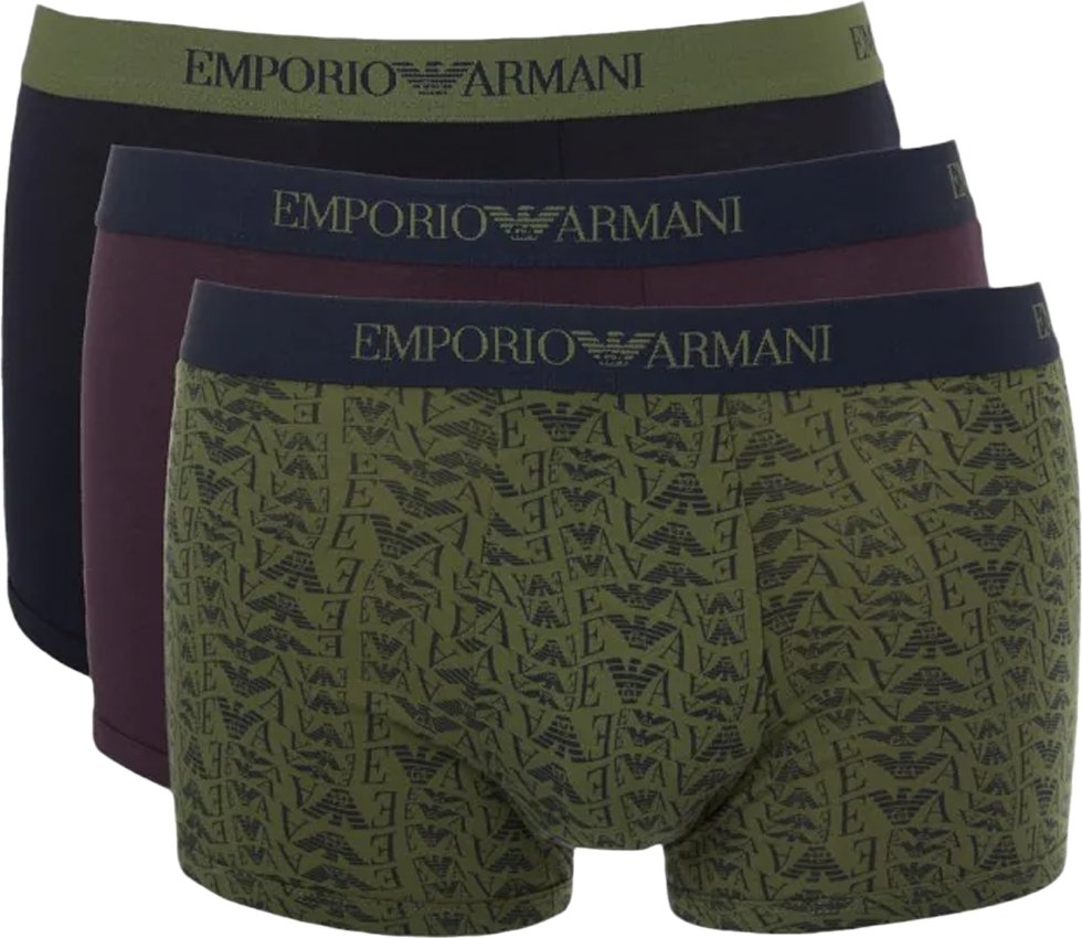 Emporio Armani - Boxershorts für Herren(3er-Pack) (Khakigrün/Weinrot/Schwarz)