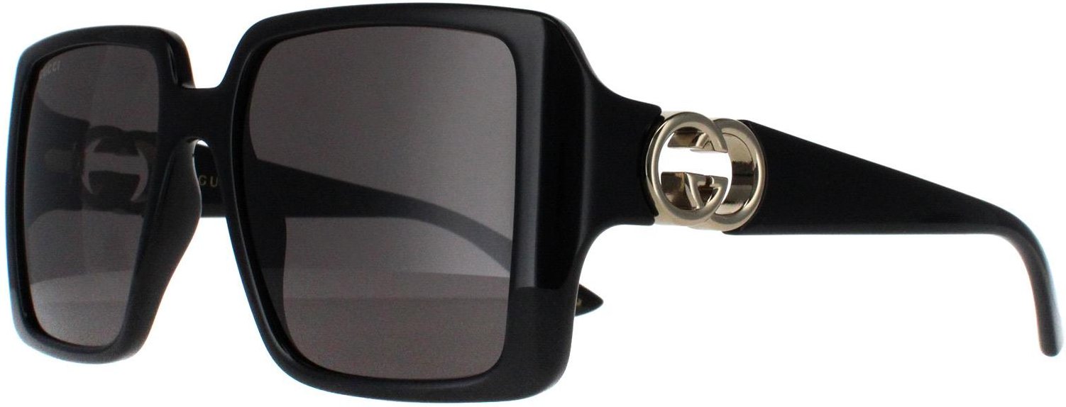 Gucci Square Womens Schwarz mit Gold Grau GG1692S