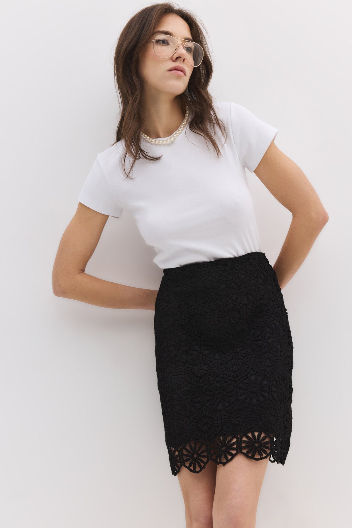 Gefütterter Minirock aus Spitze