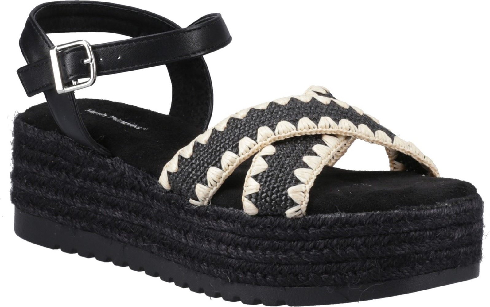 Hush Puppies Jemma Espadrille Polyurethan Damen schwarze Sandalen
