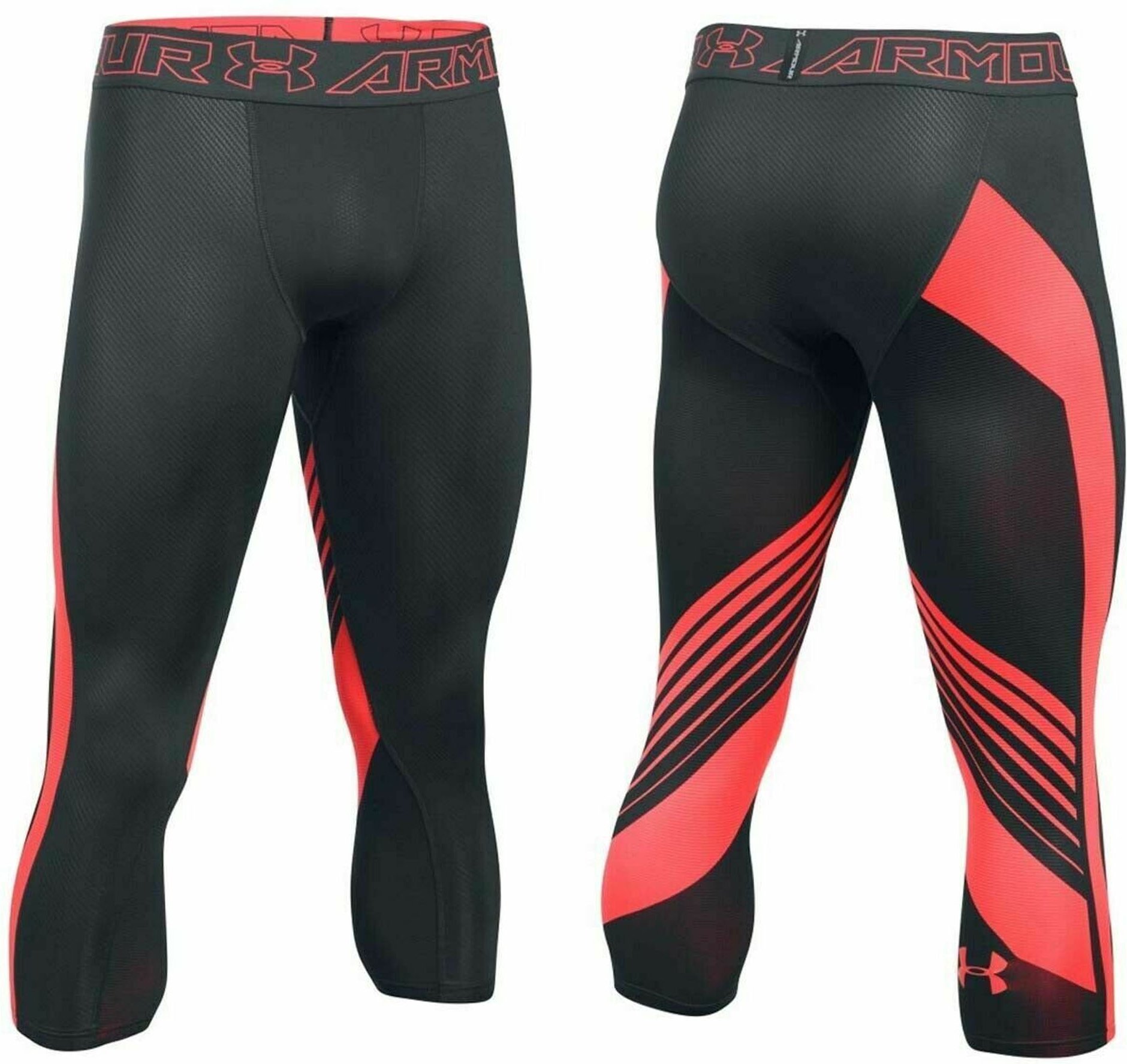Under Armour Heatgear Overvent 2.0 Schwarz Orangenmenschen 3/4 Leggings 1289581 016