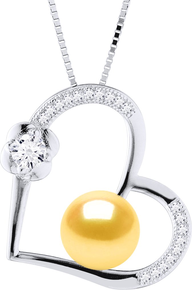 LOVE Halskette Süßwasserperle 8-9mm Golden 925