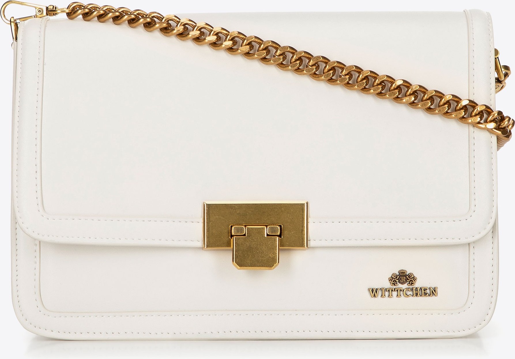 Wittchen Damen-Umhängetasche aus Leder mit abnehmbarer Kette, Creme, Polyester