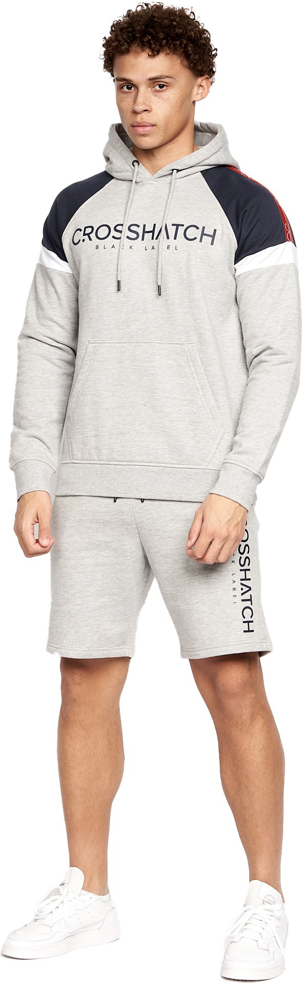Crosshatch - "Reginald" Hoodie und Shorts-Set für Herren (Grau meliert)