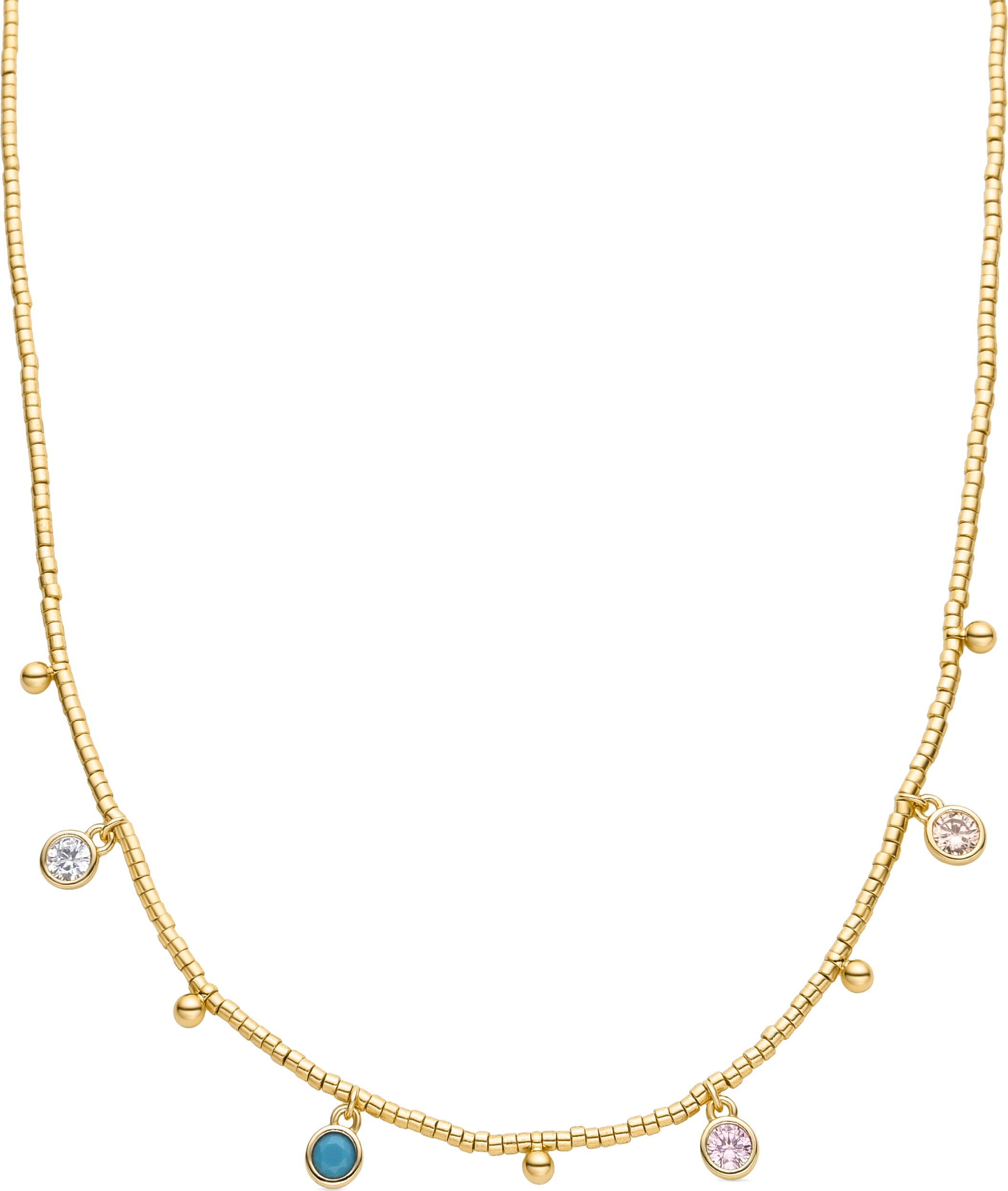 Luxenter Halskette aus 925er Sterlingsilber mit mehrfarbigen Zirkonias in 18K Gelbgold - Mali