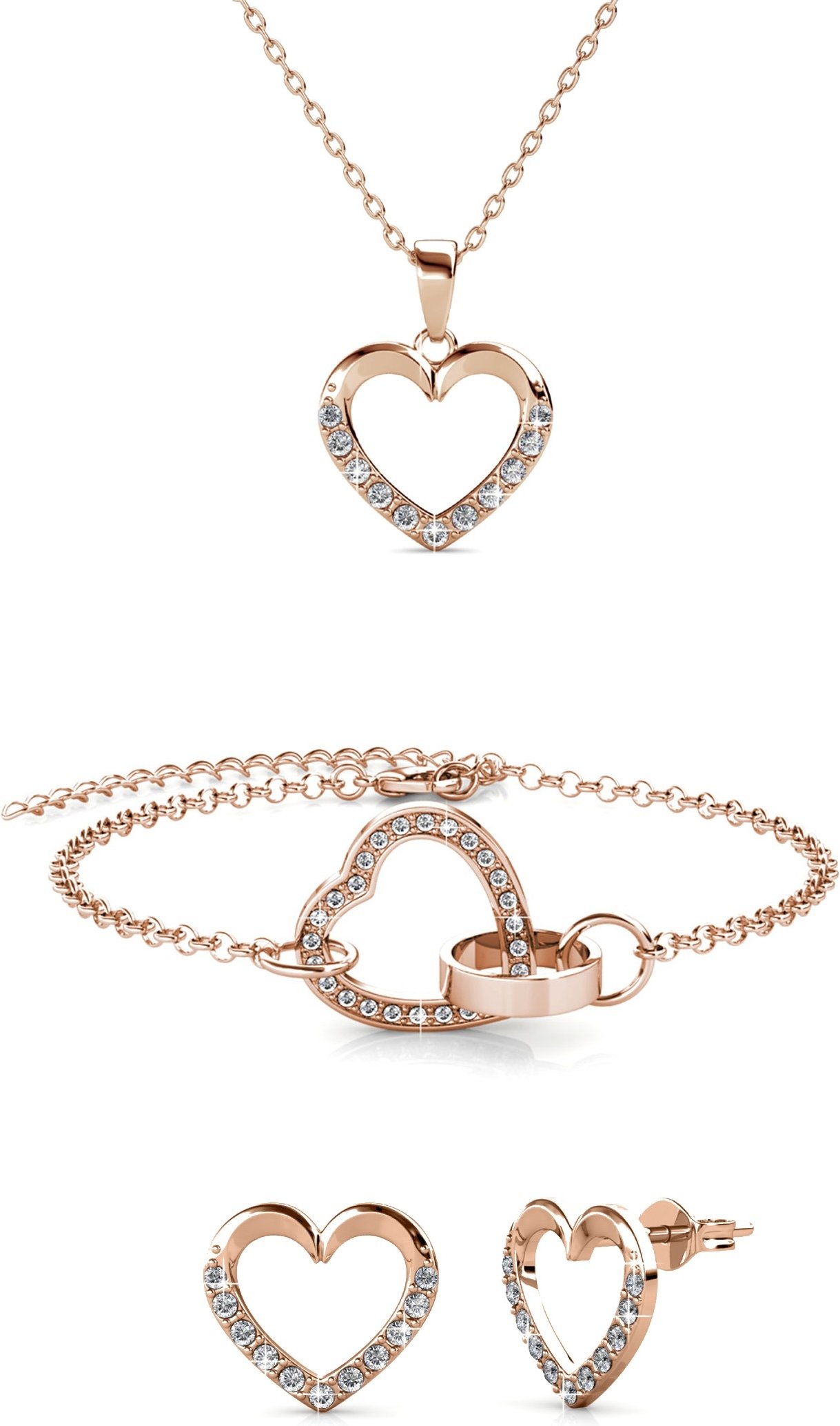 Locked Heart Lovett zwei Sets - Roségold und Kristall