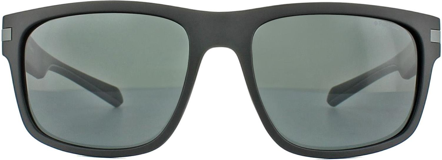 Thumbnail - Polaroid Square Mens Matt Schwarz Grau Polarisierte Sonnenbrille