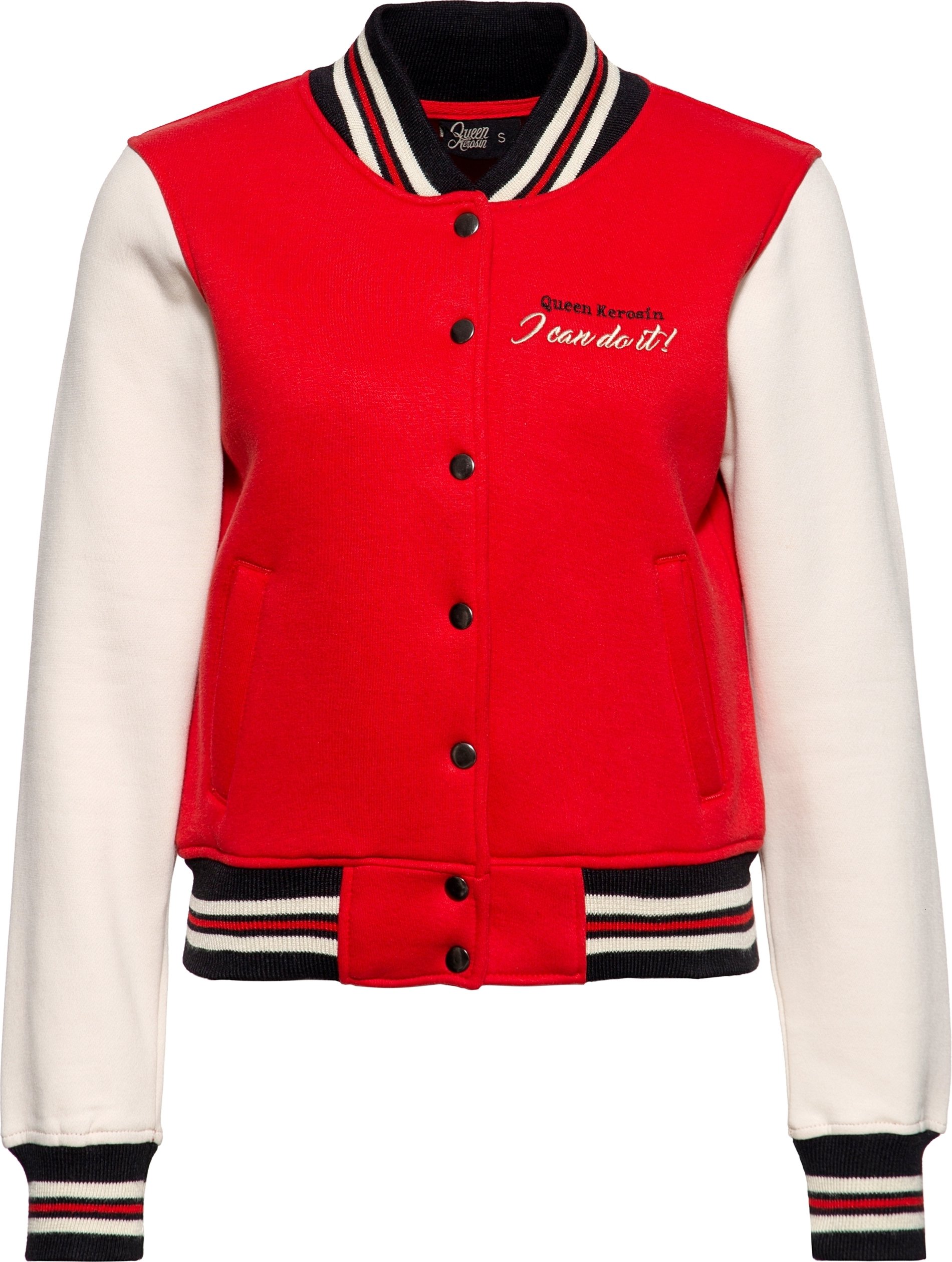 Queen Kerosin Damen College Sweatjacke I Can Do It! rot