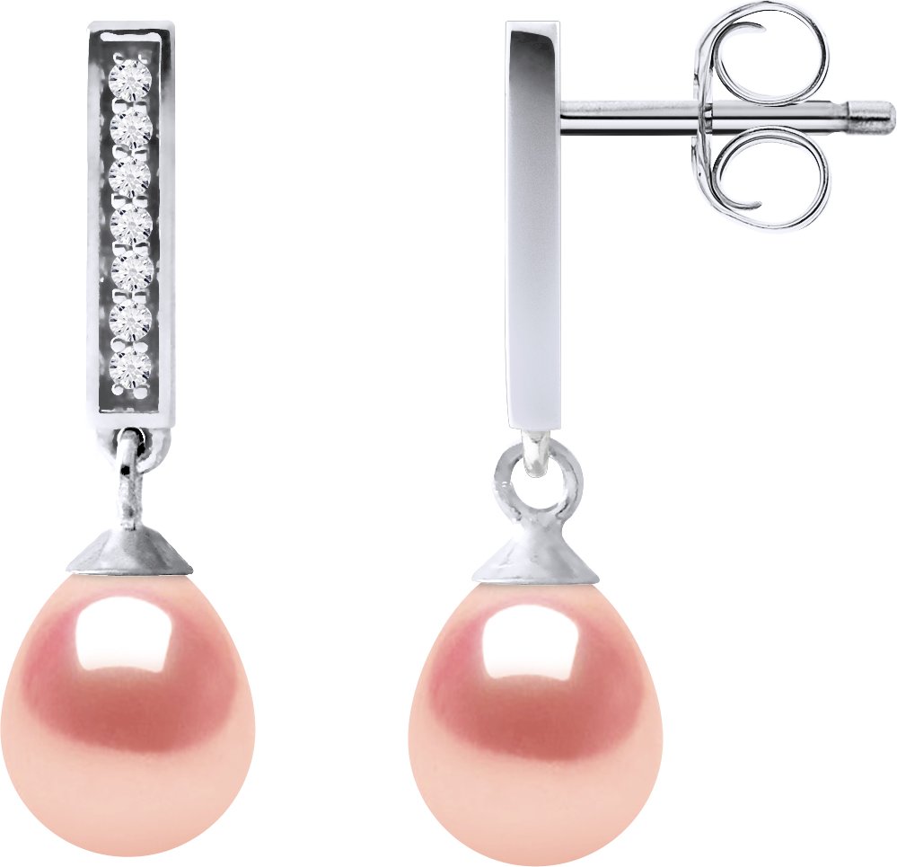 Ohrringe Dangle Süßwasserperlen 6-7mm Birnen Rosen Schmuck 925