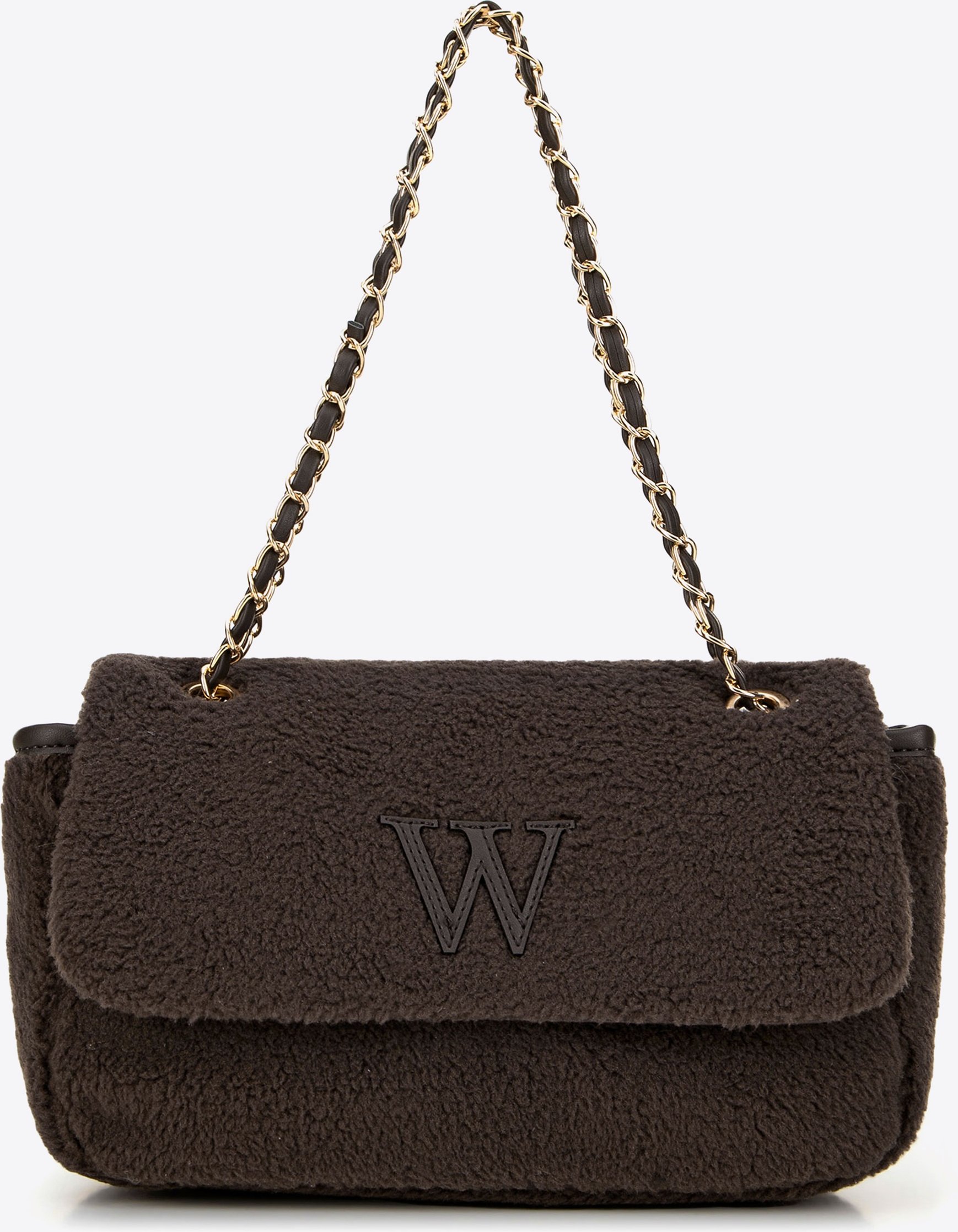 Wittchen Damen-Umhängetasche mit Fellbesatz, Dunkelbraun