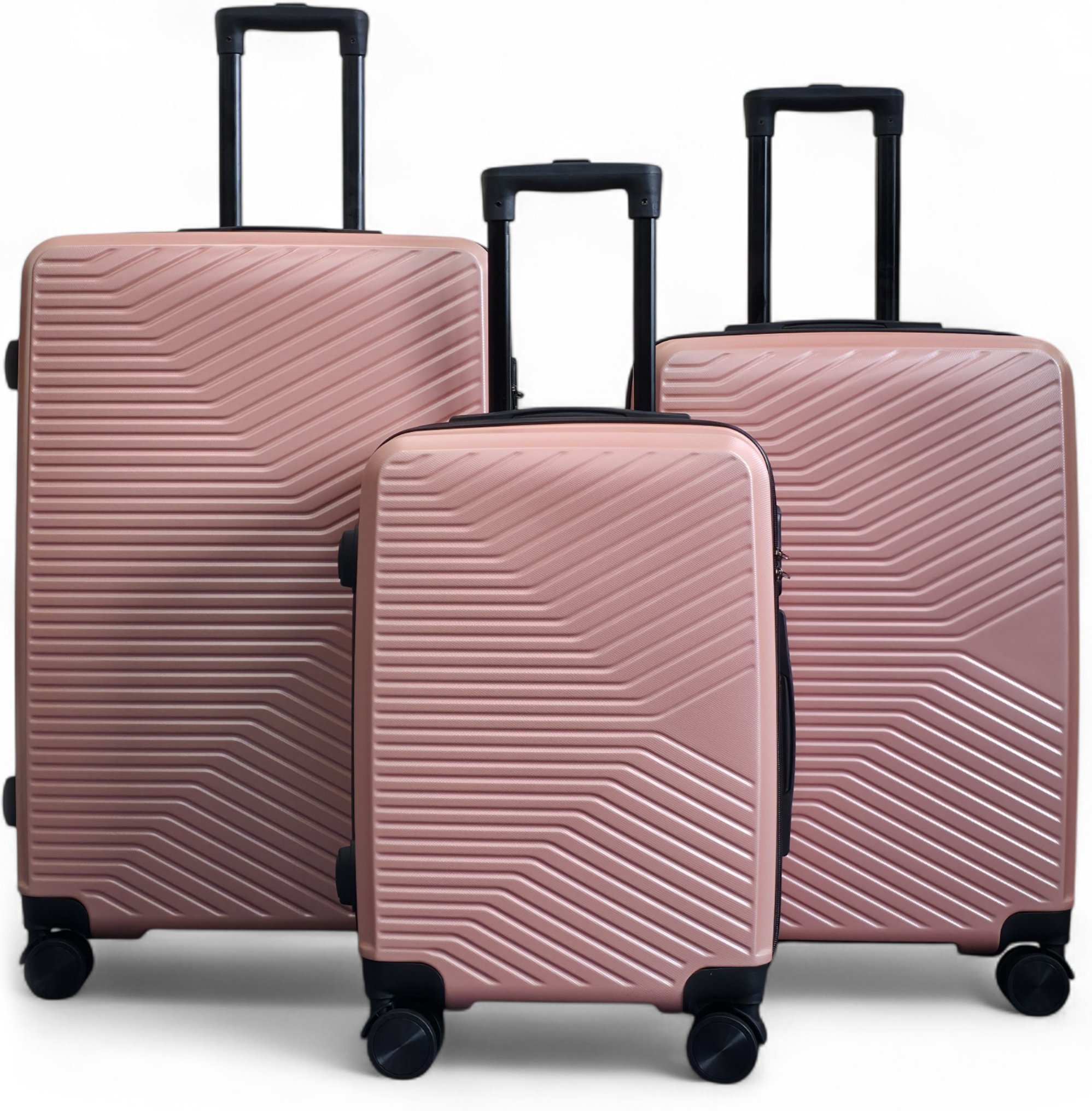 Hartschalenkoffer in Roségold, robust, 8 Rollen, Handgepäck, Taschenset