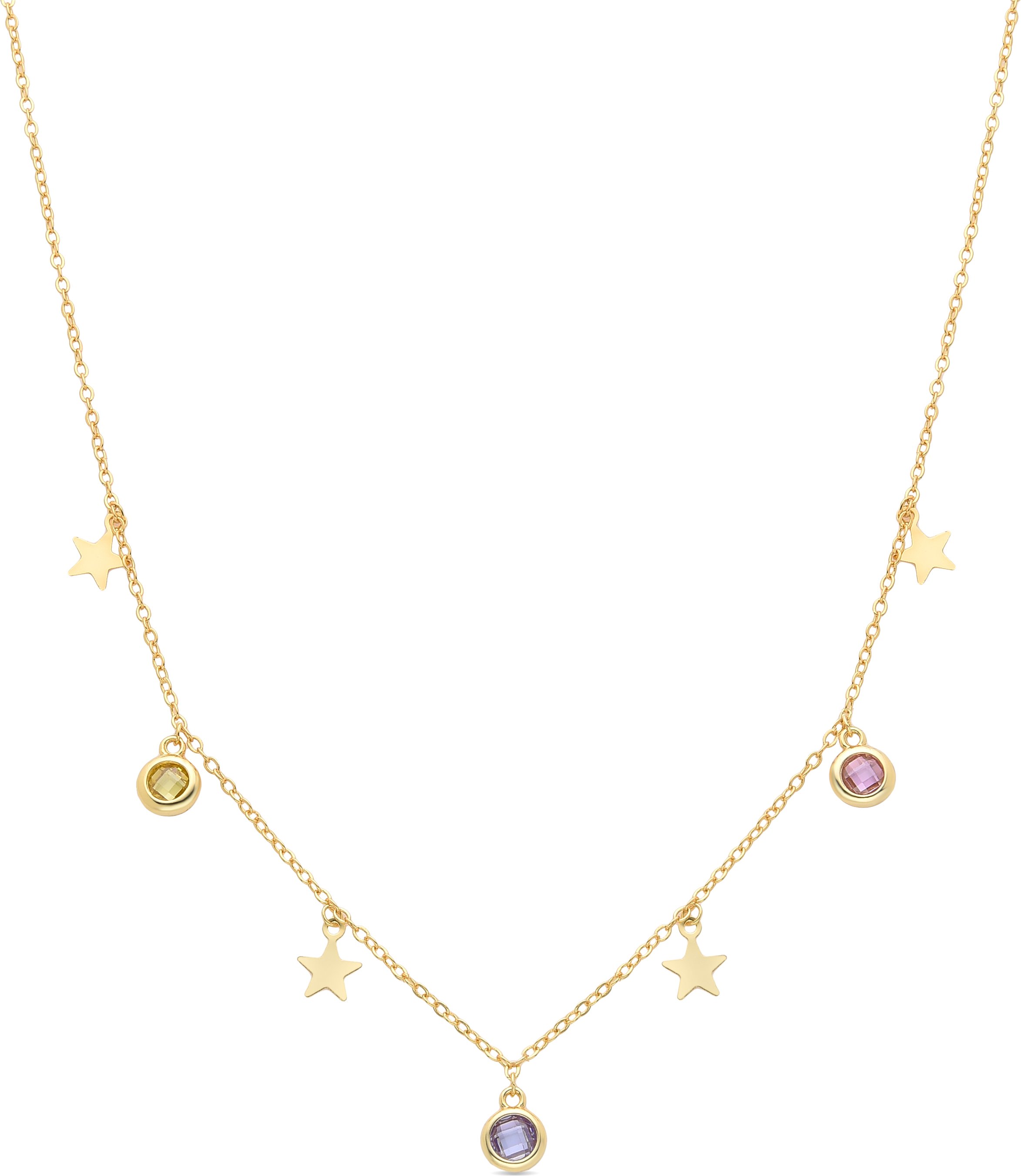 Luxenter Sunah Halskette, aus mehrfarbigen Zirkonia, 18-karätiger Gelbgold-Finish