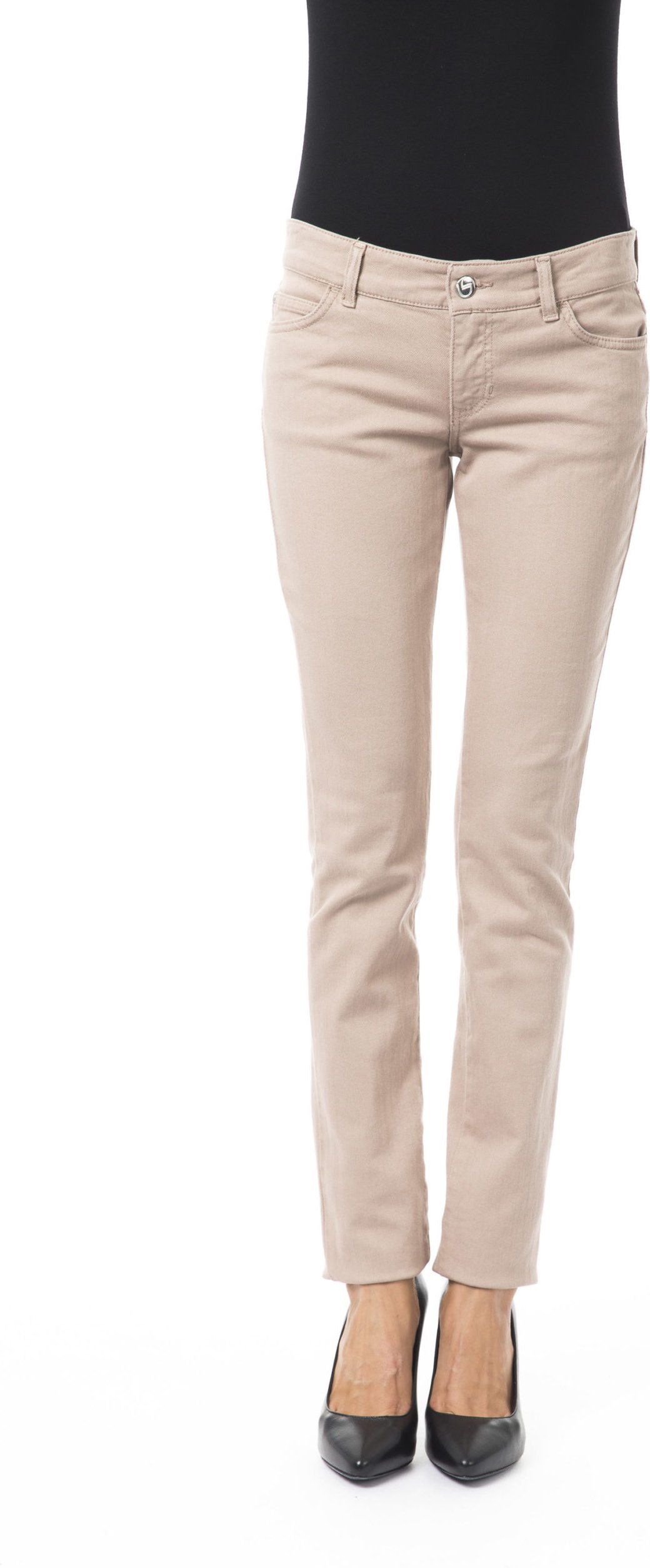 BYBLOS Damen Beigefarbene Baumwolljeans & Hose