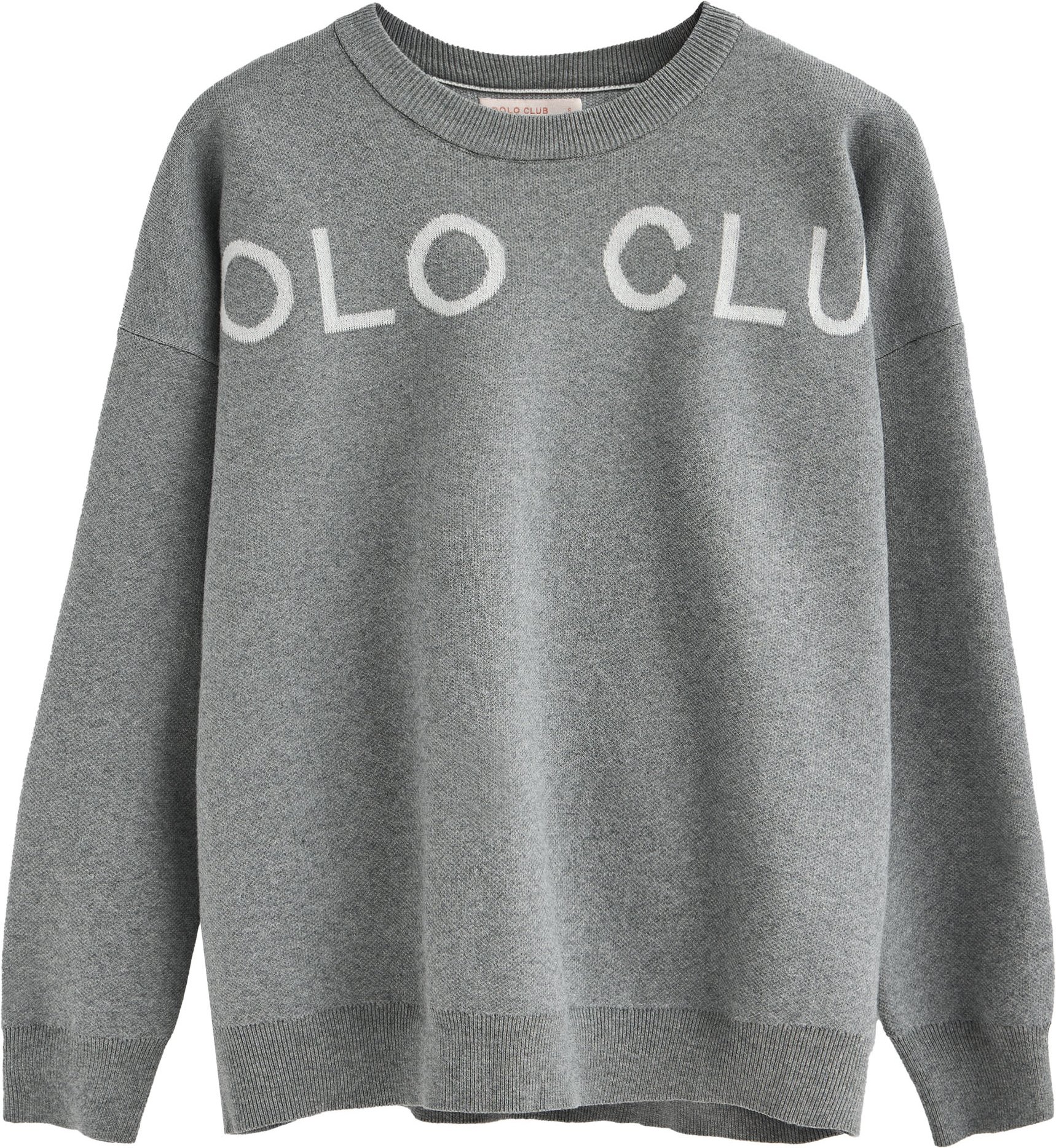 Strickpullover grau meliert mit Polo Club-Logo in Kontrastfarbe