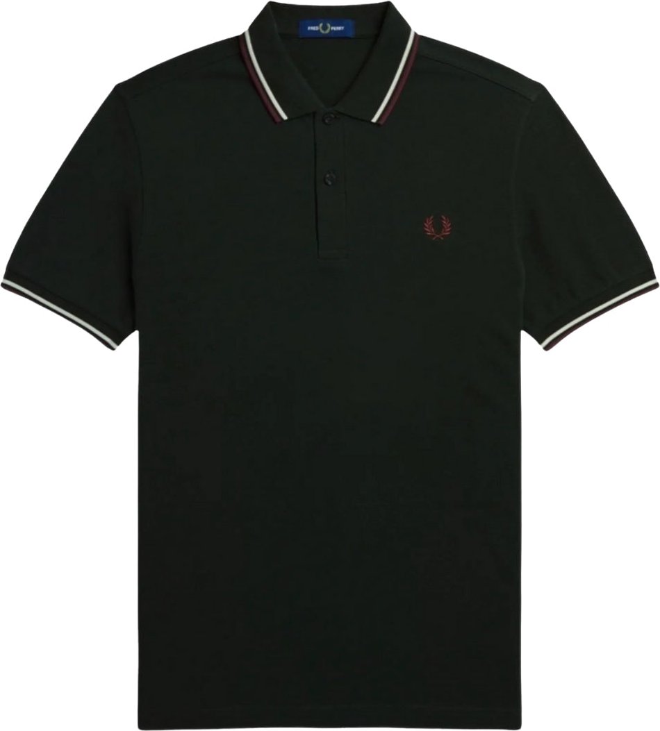 Thumbnail - Fred Perry Rot/Weißes dunkelgrünes Poloshirt mit zwei Spitzen