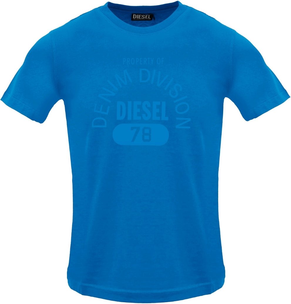 Diesel - Monotones T-shirt „property Of Denim Division" Mit Logo In Saphirblau